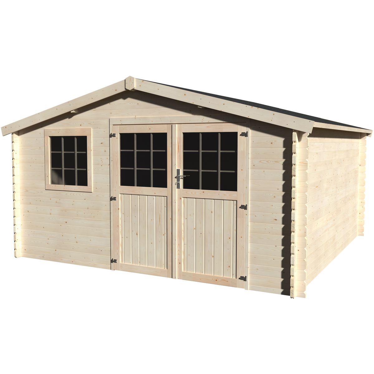 Abri bois 34mm VALLAURIS -13,8m2- double porte 