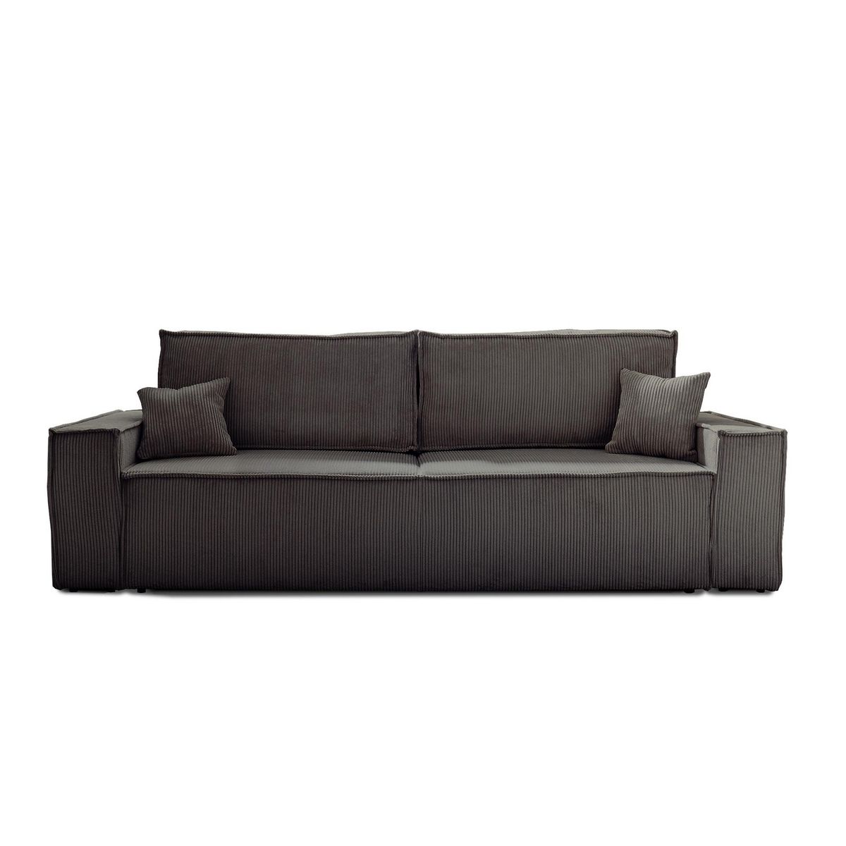 BEST MOBILIER Dellia - canapé 3 places convertible - avec coffre - en velours côtelé - style contemporain