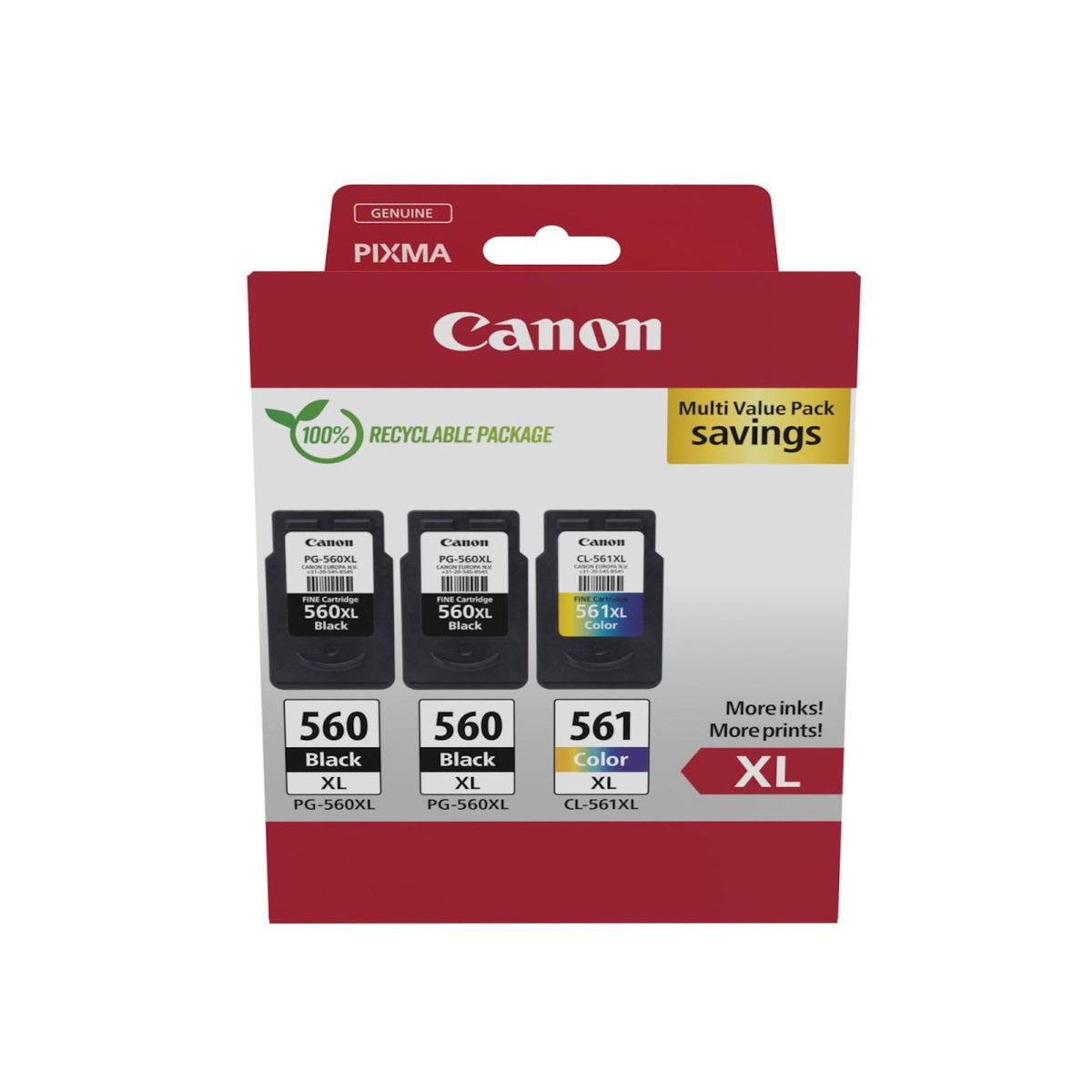 Canon Pack de cartouches d'encre Canon PG-560XL x2/CL-561XL - haute capacité - Noir, Cyan, Magenta, Jaune - pour PIXMA TS5350, TS5351, TS5352, TS5353, TS7450