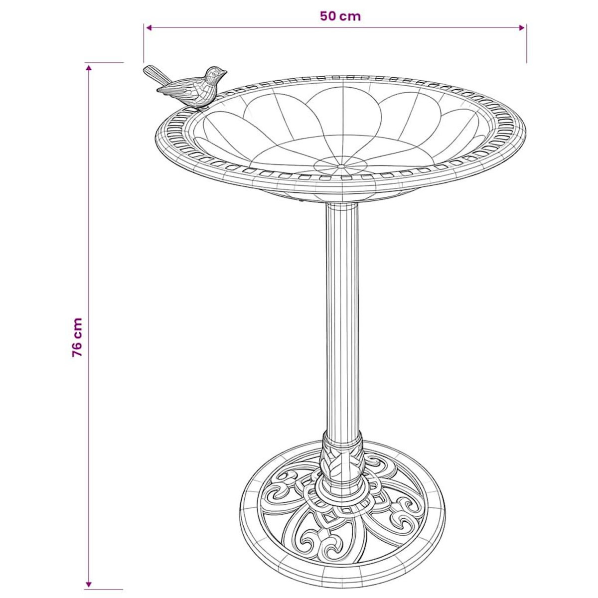 VIDAXL Baignoire de jardin pour oiseaux Bronze Plastique