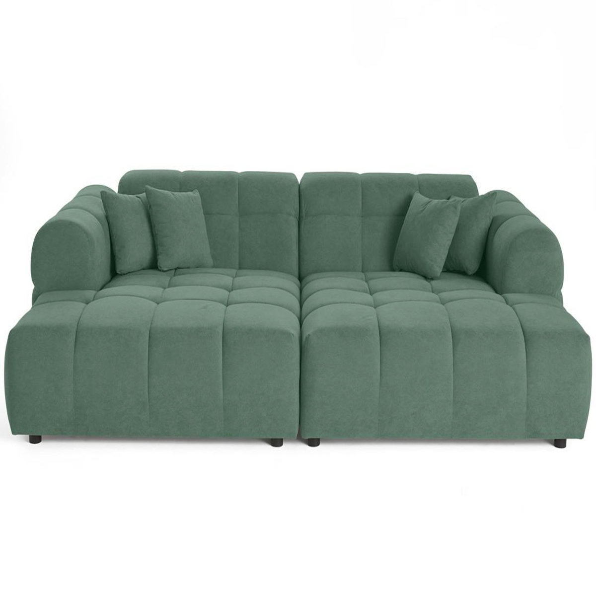 LISA DESIGN Ray - canapé droit 4 places avec double méridienne - assise profonde - en tissu texturé