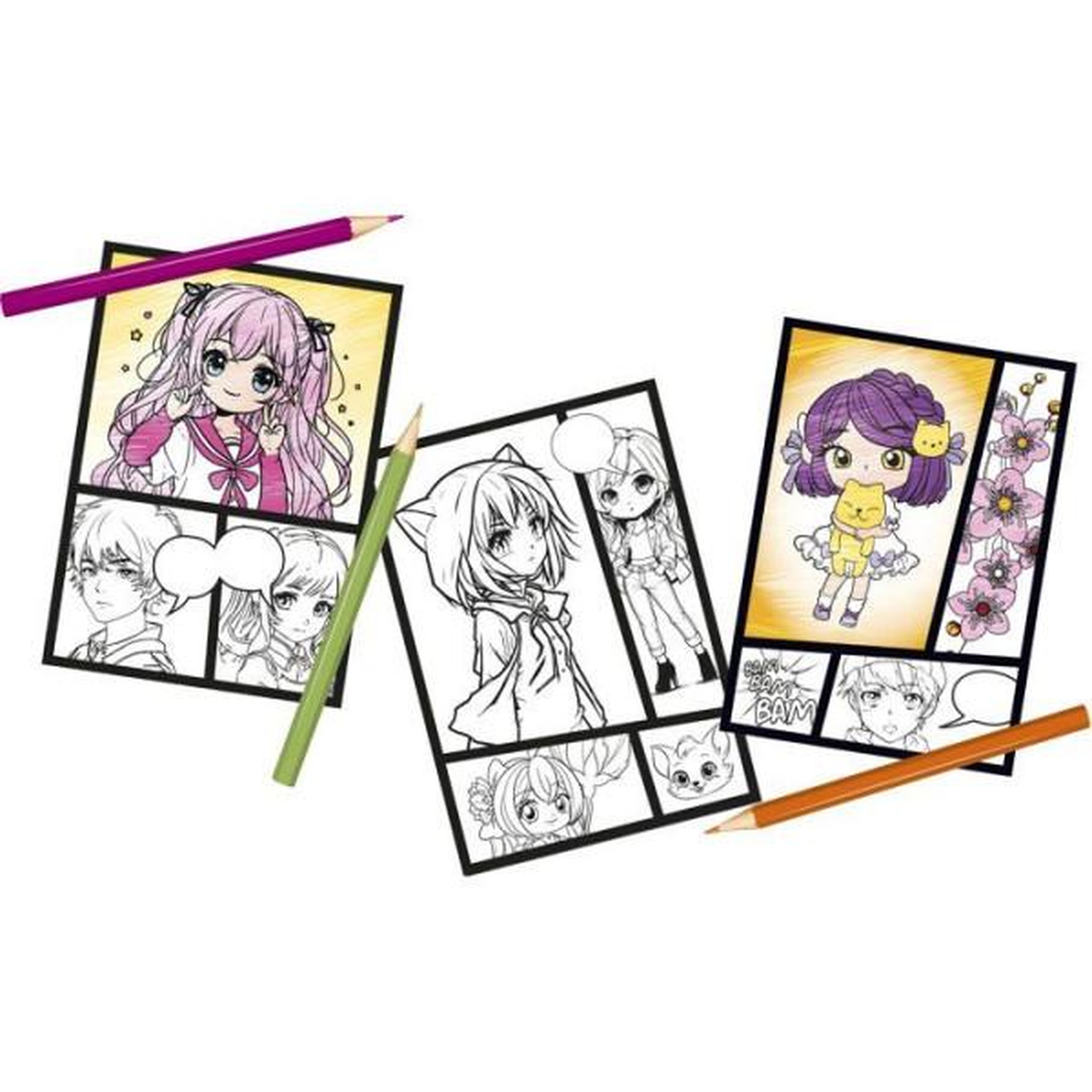 Voir la diapositive 3 : LANSAY Loisir créatif - LANSAY - MAGIC LIGN - jeu de coloriage - PROJECTEUR POCKET MANGA CHIBI - 80+ illustrations - Des 6 ans
