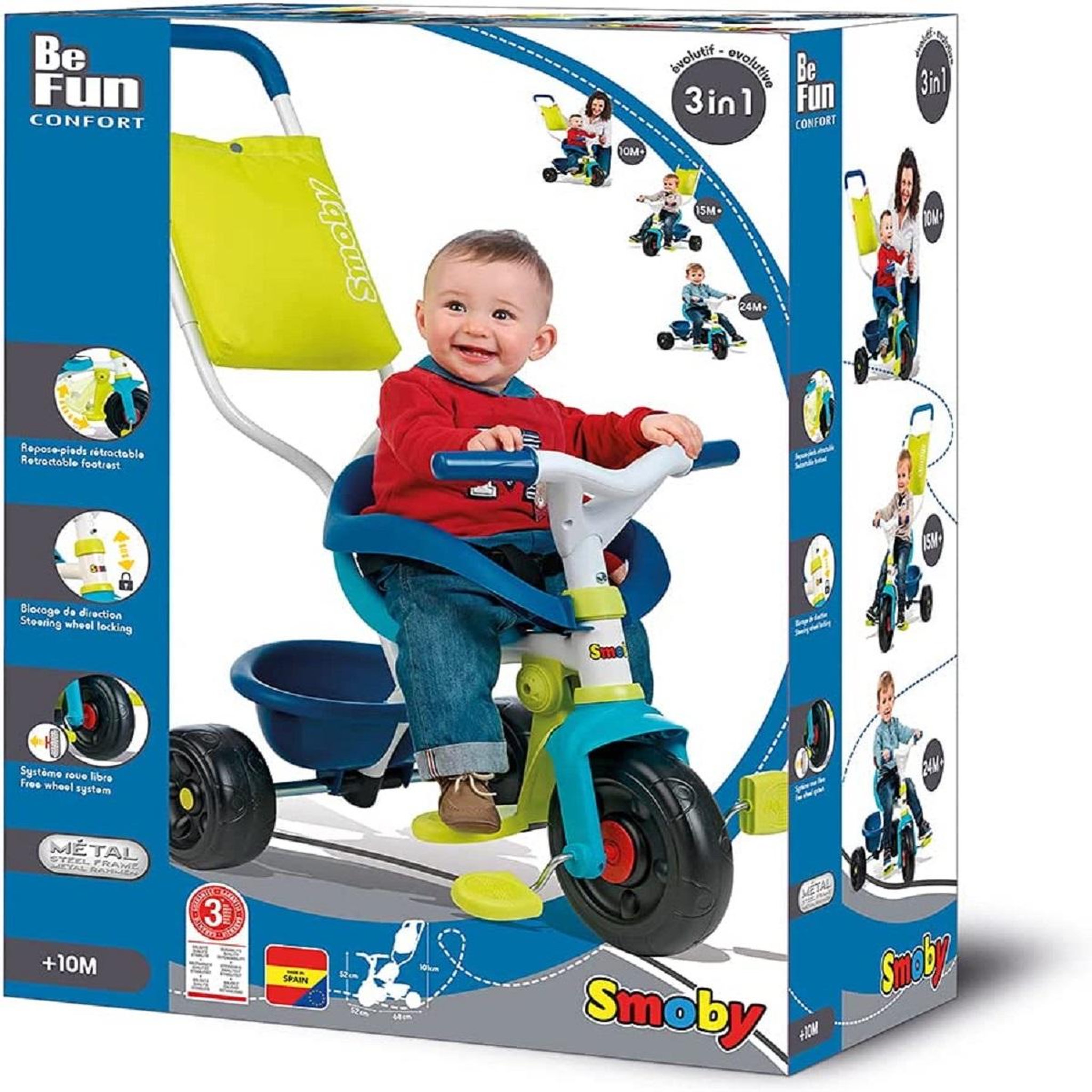Voir la diapositive 1 : SMOBY Tricycle Be Fun confort mixte bleu