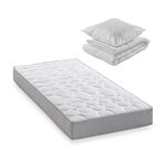 DEKO DREAM Pack matelas 90x190 cm + couette + oreiller - 330 Ressorts ensachés - 5 zones de confort - 19 cm - Ferme - DEKO DREAM Springmax