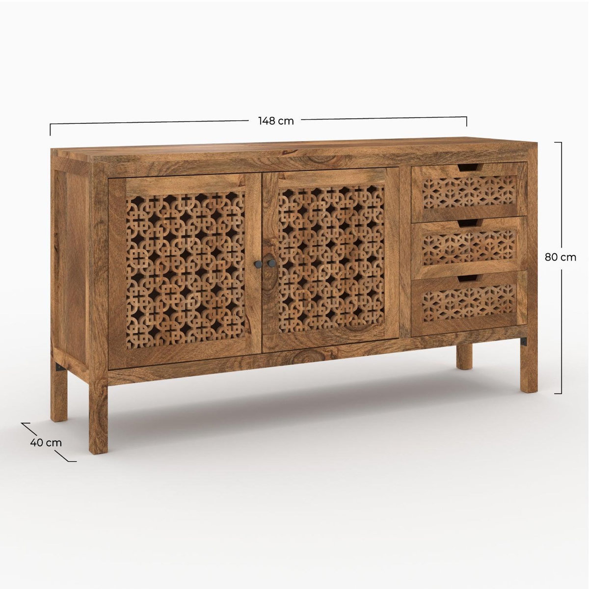 Rendez vous déco Buffet ajouré en bois de manguier-Jaya