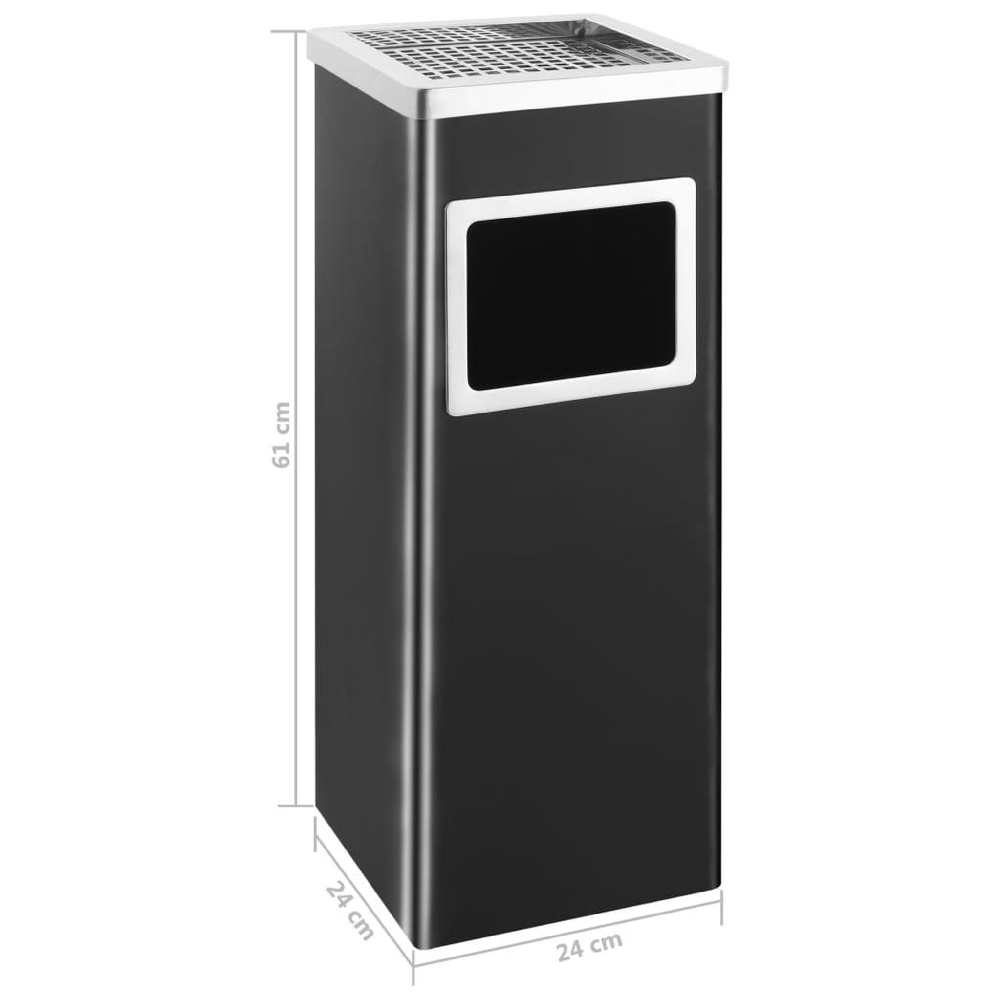 Voir la diapositive 6 : VIDAXL Poubelle a cendrier d'hotel 36 L Acier Noir