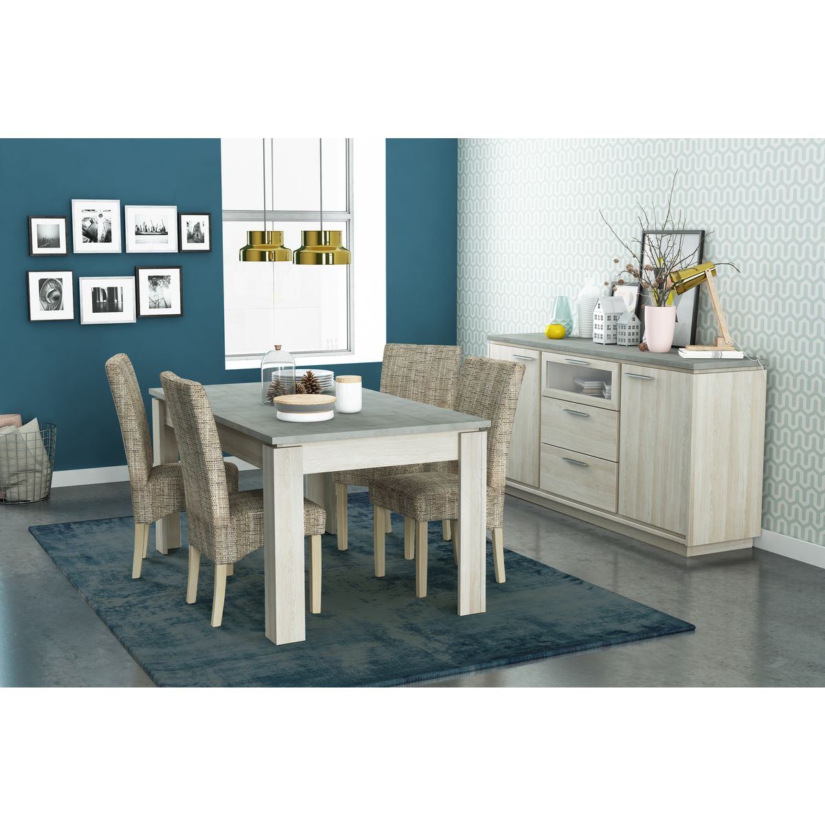 Lot de 2 chaises SAGA pieds bois massif