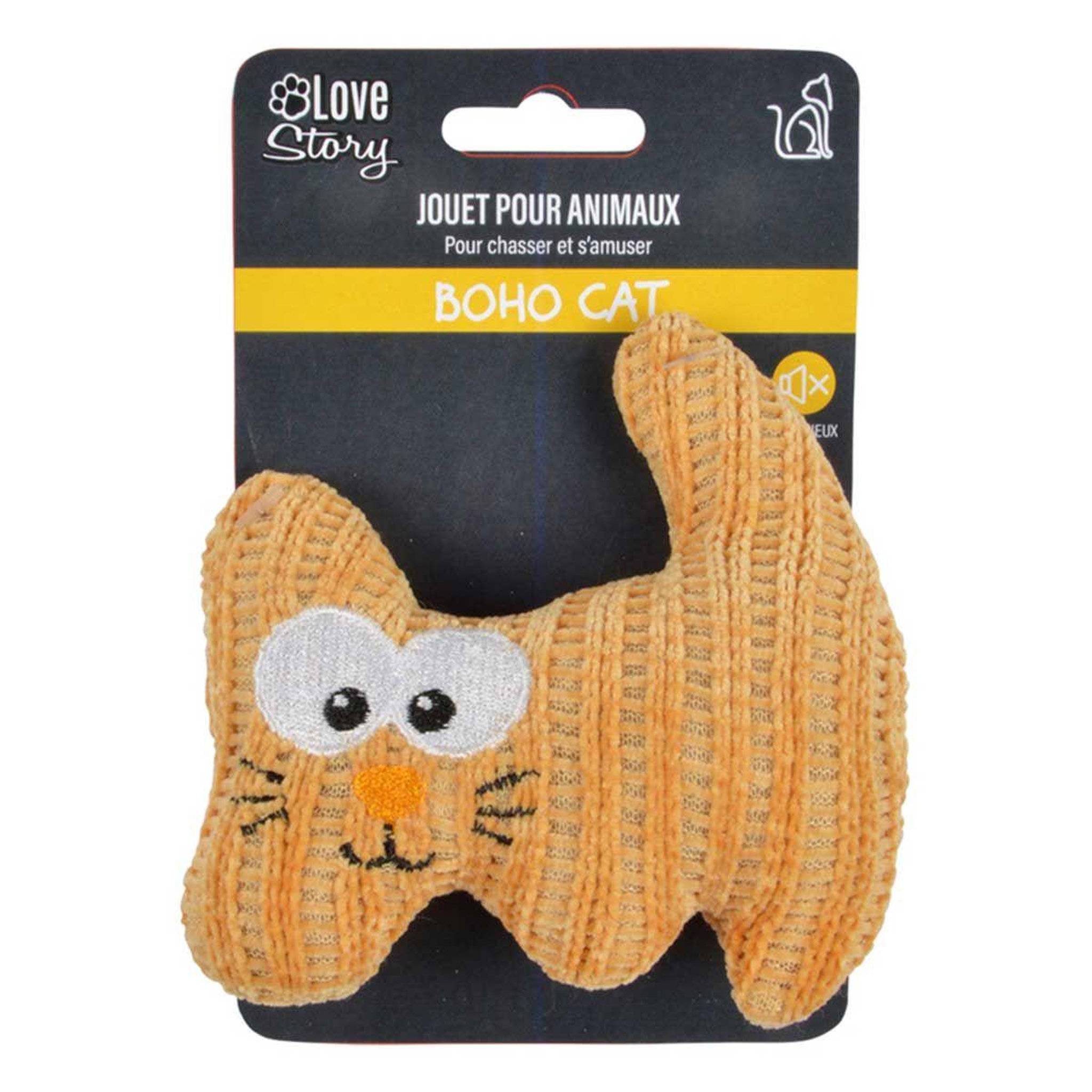 Voir la diapositive 4 : LOVE STORY Jouet peluche pour chat  boho cat  12cm moutarde
