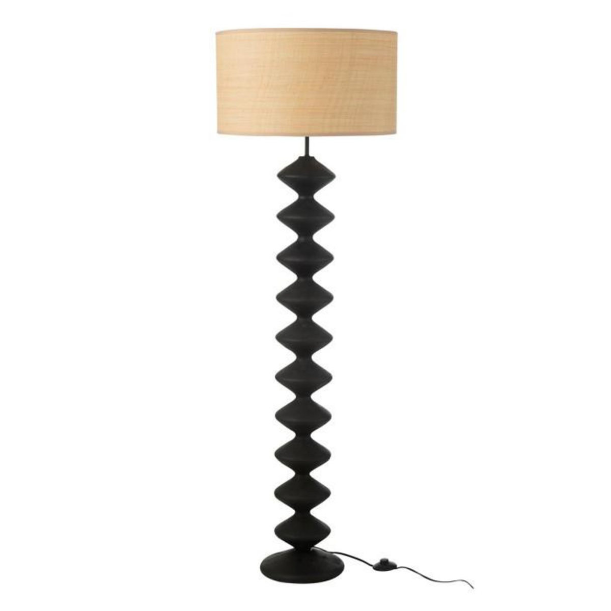 Paris Prix Lampadaire en Bois  Chenille  156cm Noir