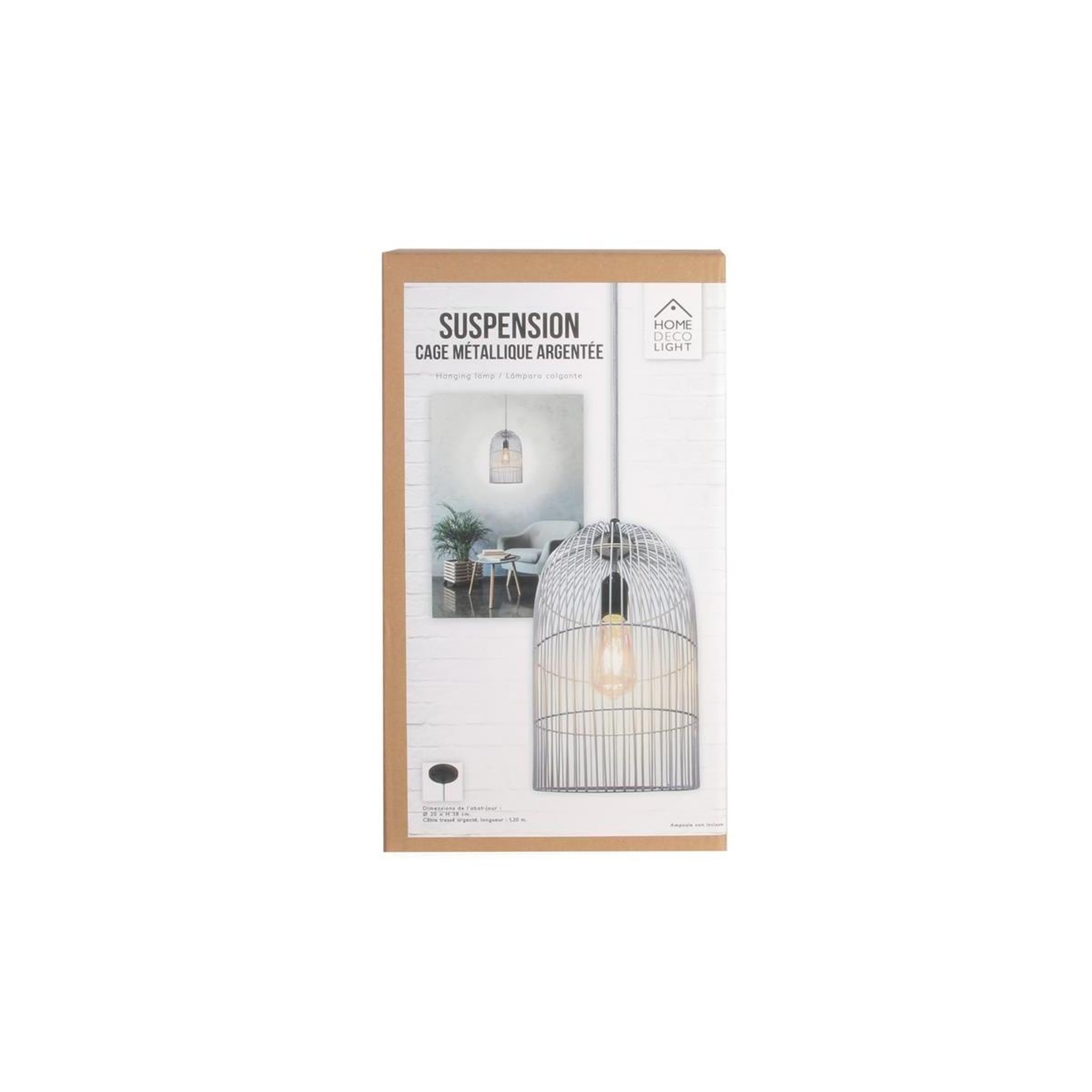 Voir la diapositive 4 : The Home Deco Factory Lampe suspension  haute cage  38cm argent
