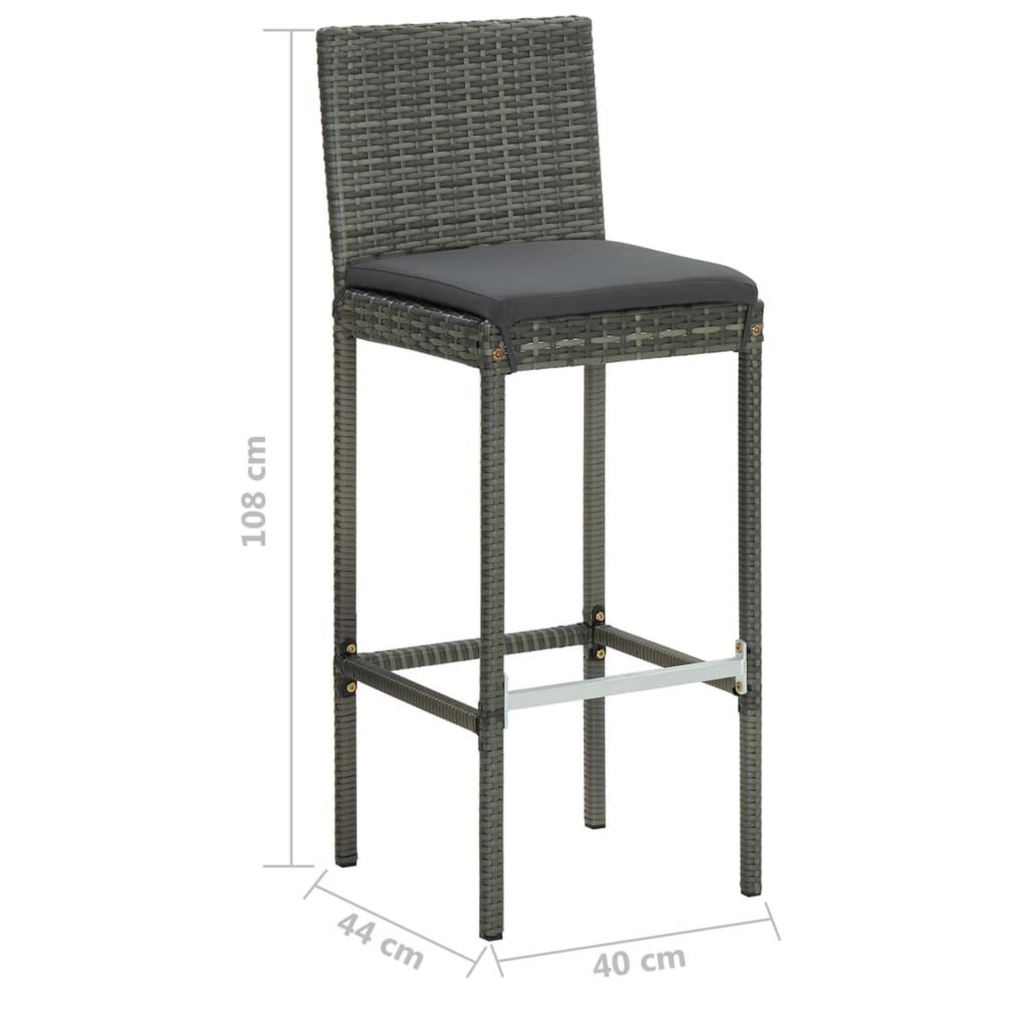 Voir la diapositive 6 : VIDAXL Ensemble de bar de jardin 9 pcs et coussins resine tressee gris