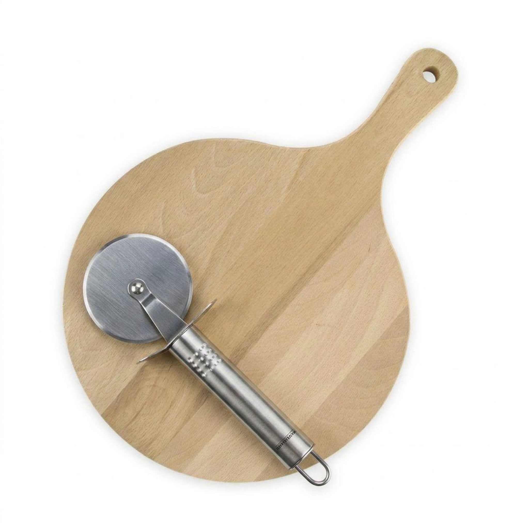 Fackelmann Planche à pizza 30 cm en bois et roulette Fackelmann Boissellerie