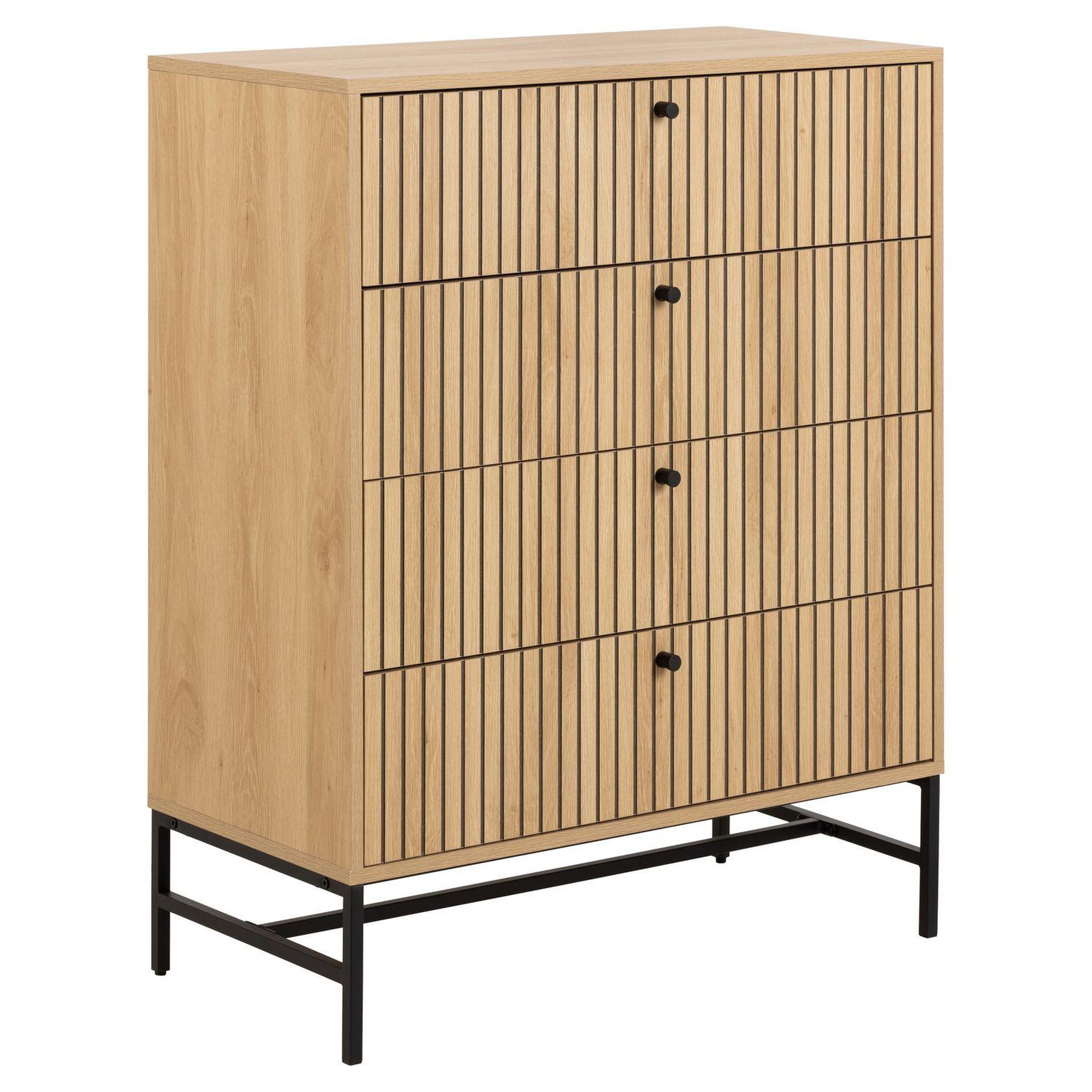 TOILINUX Commode rectangulaire à 4 tiroirs effet tasseaux baïkal - beige