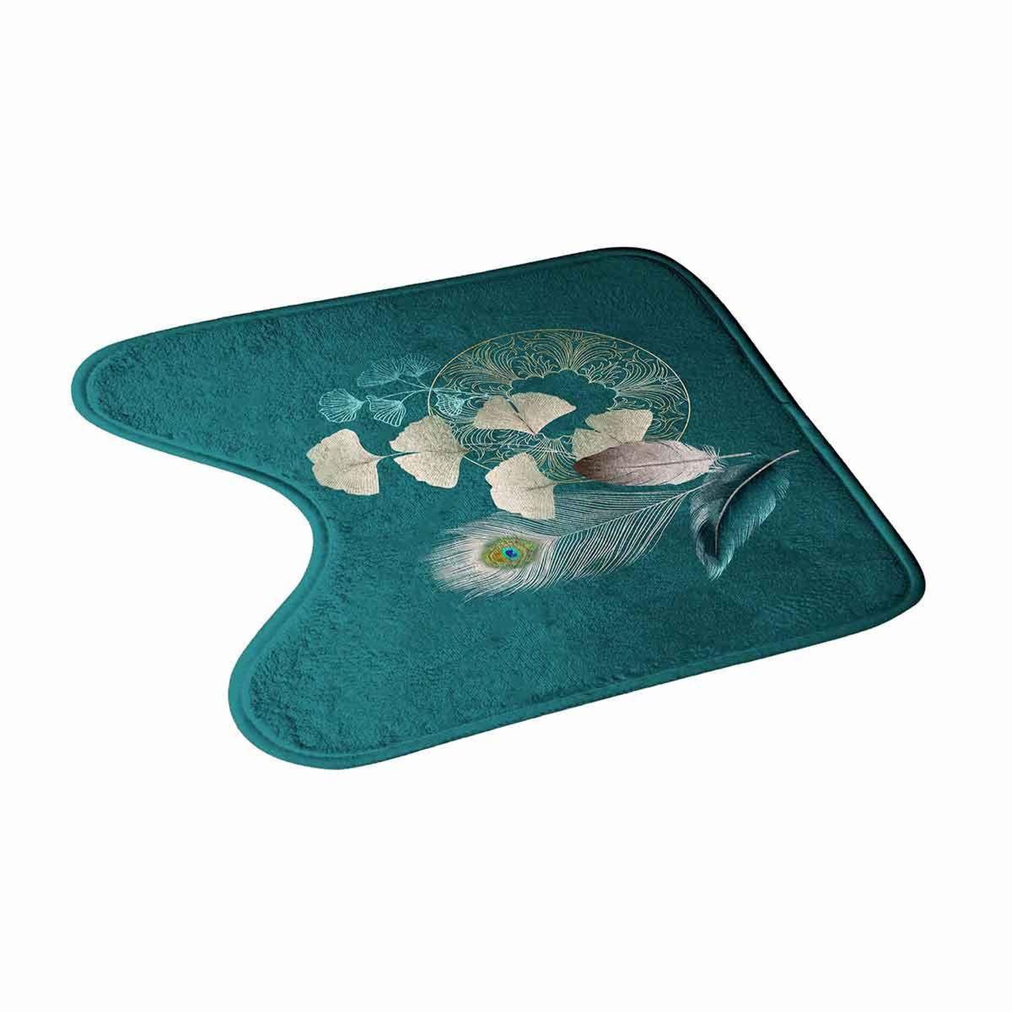 Voir la diapositive 2 : Douceur d'Intérieur Tapis contour wc imprimé  ginkoblue  45x45cm vert