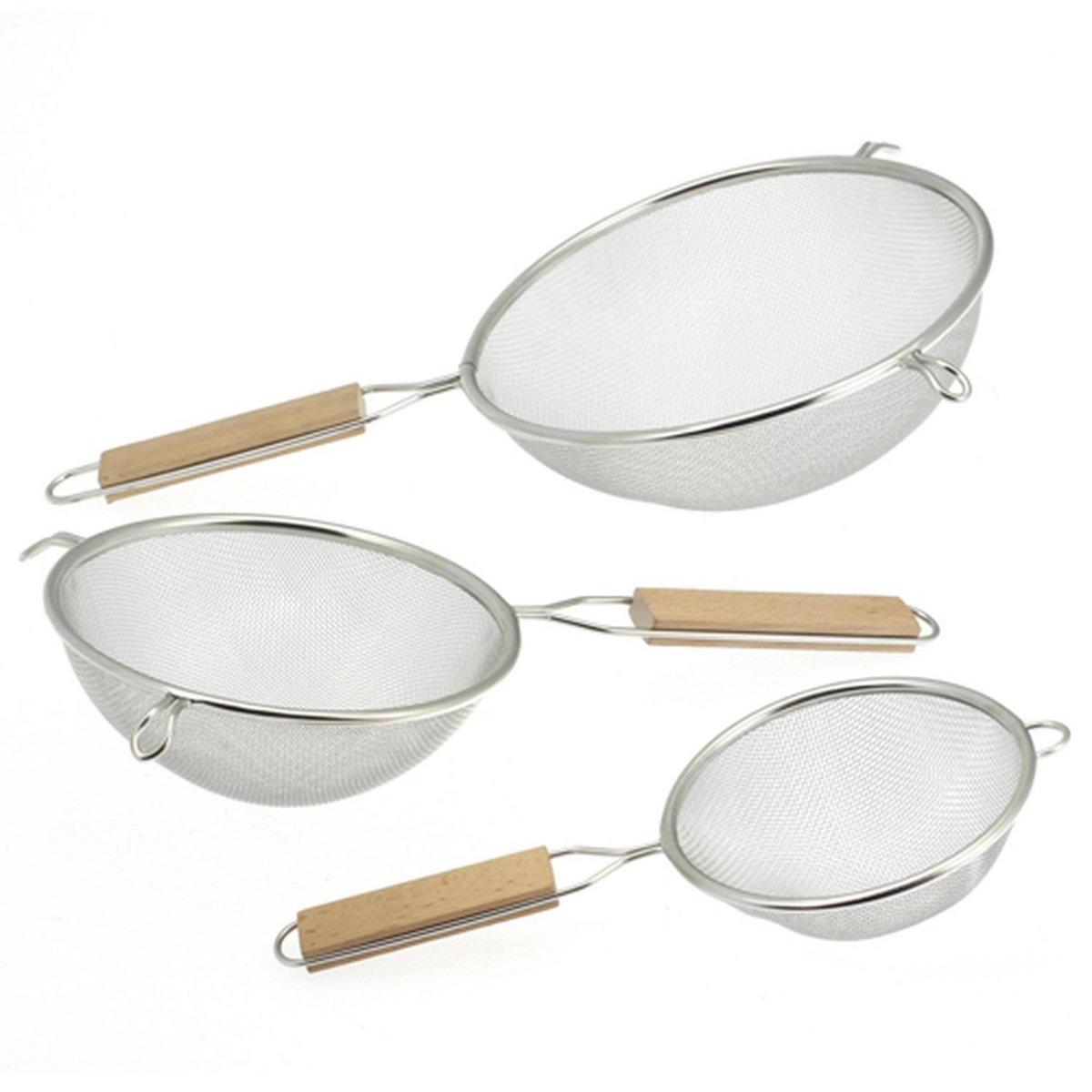 FIVE 3 passoires avec poignées en bois - Inox