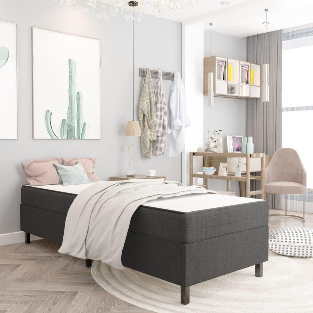 VIDAXL Sommier a lattes de lit Gris fonce Tissu 80x200 cm
