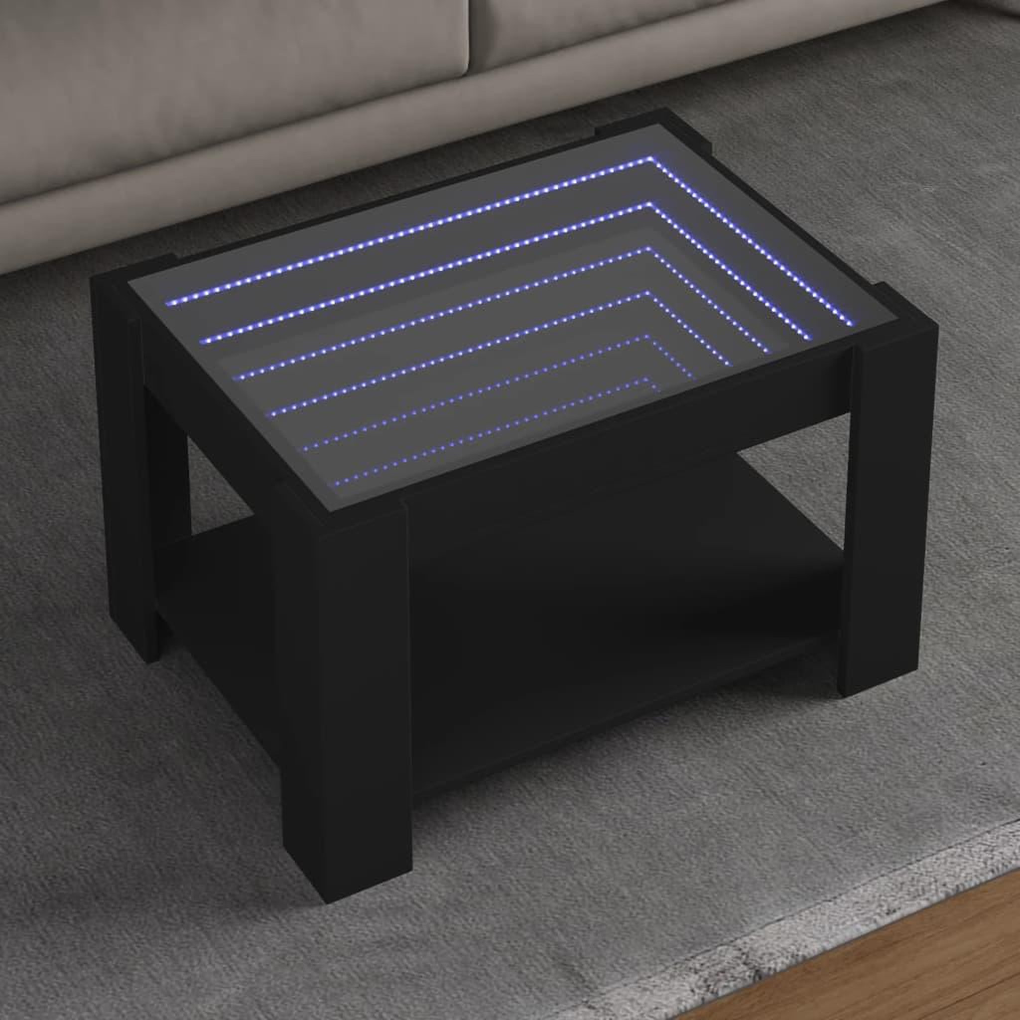 VIDAXL Table basse avec LED noir 73x53x45 cm bois d'ingenierie