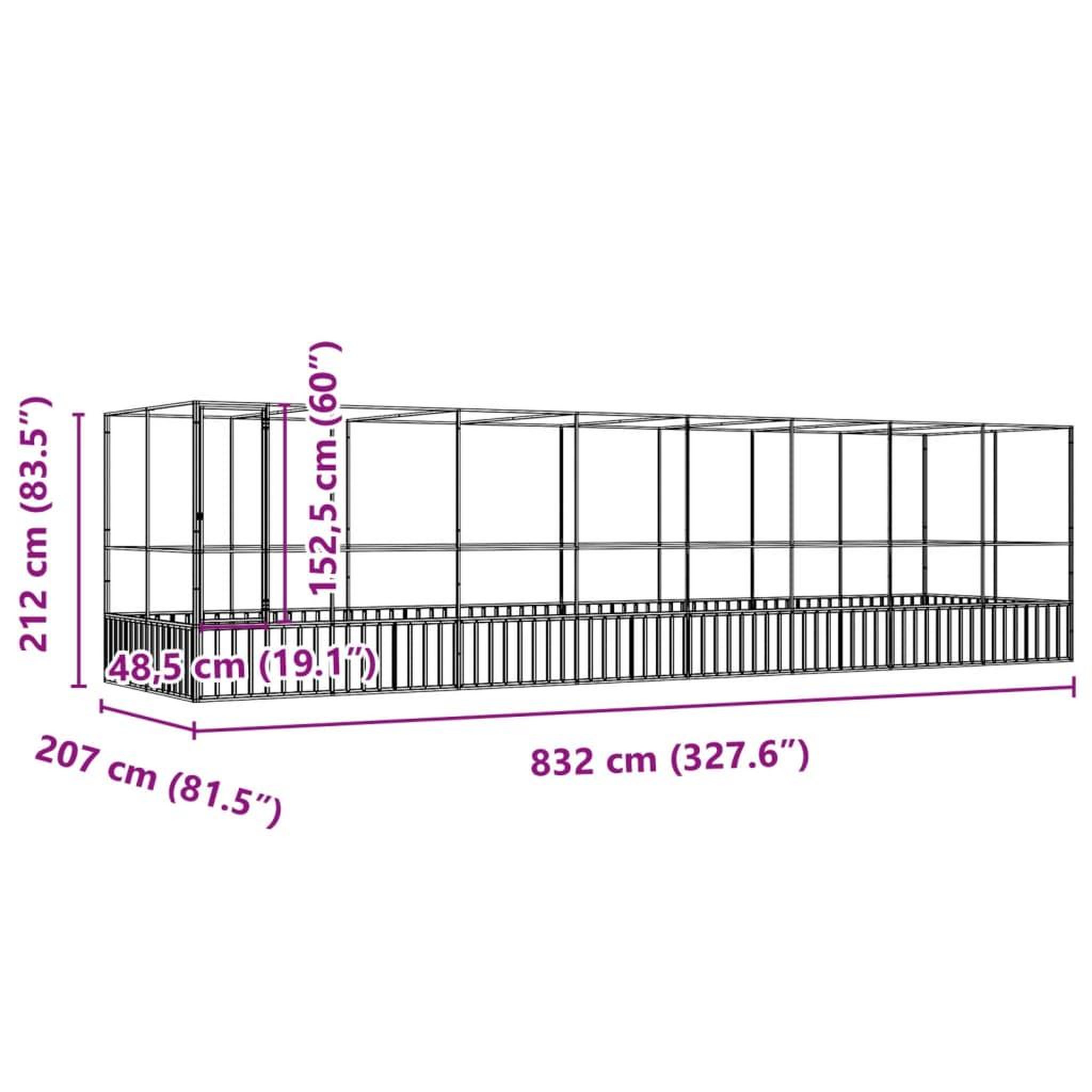 Voir la diapositive 6 : VIDAXL Voliere avec extension argente 832x207x212 cm acier