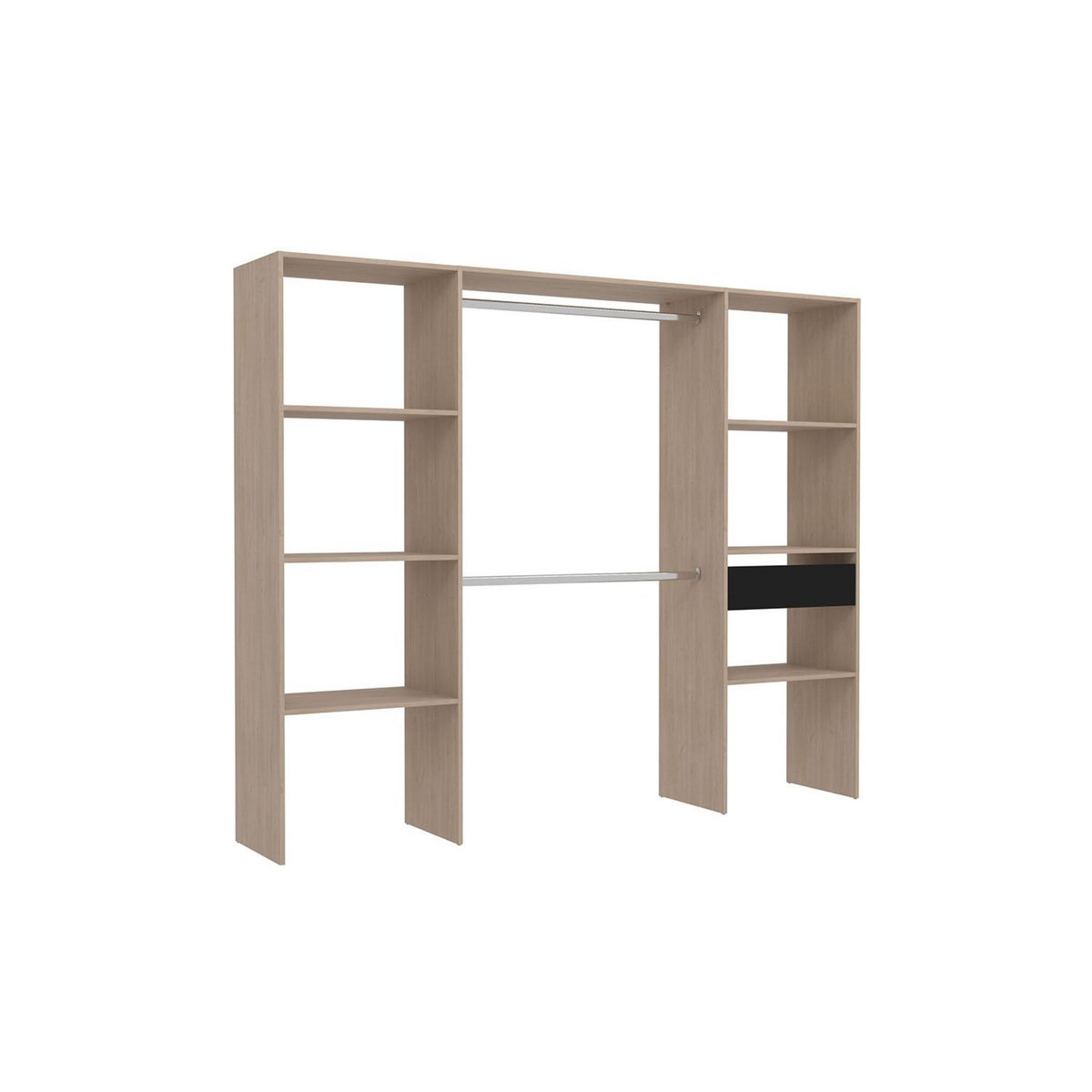 CONCEPT USINE Dressing bois avec 6 étagères, 1 tiroir et 2 penderies : 220 x 40 x 180 cm ELYSEE