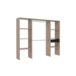 CONCEPT USINE Dressing bois avec 6 étagères, 1 tiroir et 2 penderies : 220 x 40 x 180 cm ELYSEE