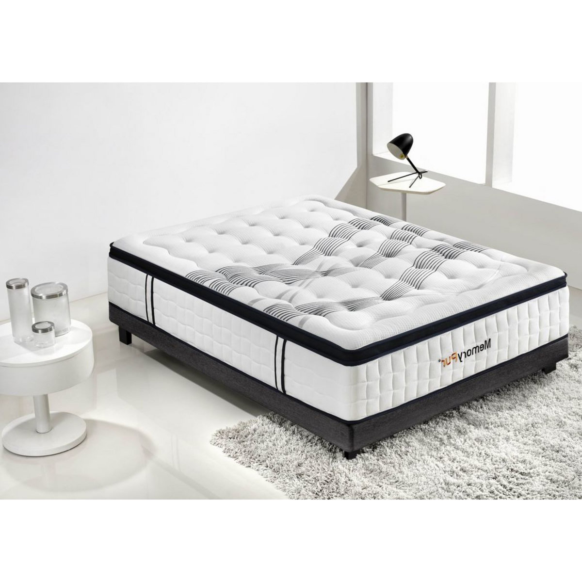 MemoryPur Ensemble matelas ressorts ensachés + sommier en kit 160x200 cm DIAMANT