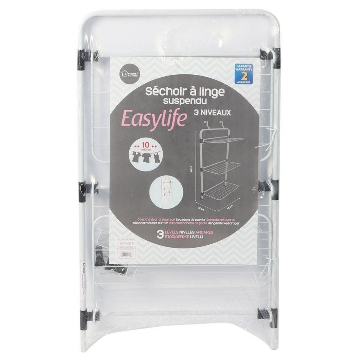 FORNORD Étendoir suspendu 3 niveaux pour porte 10M