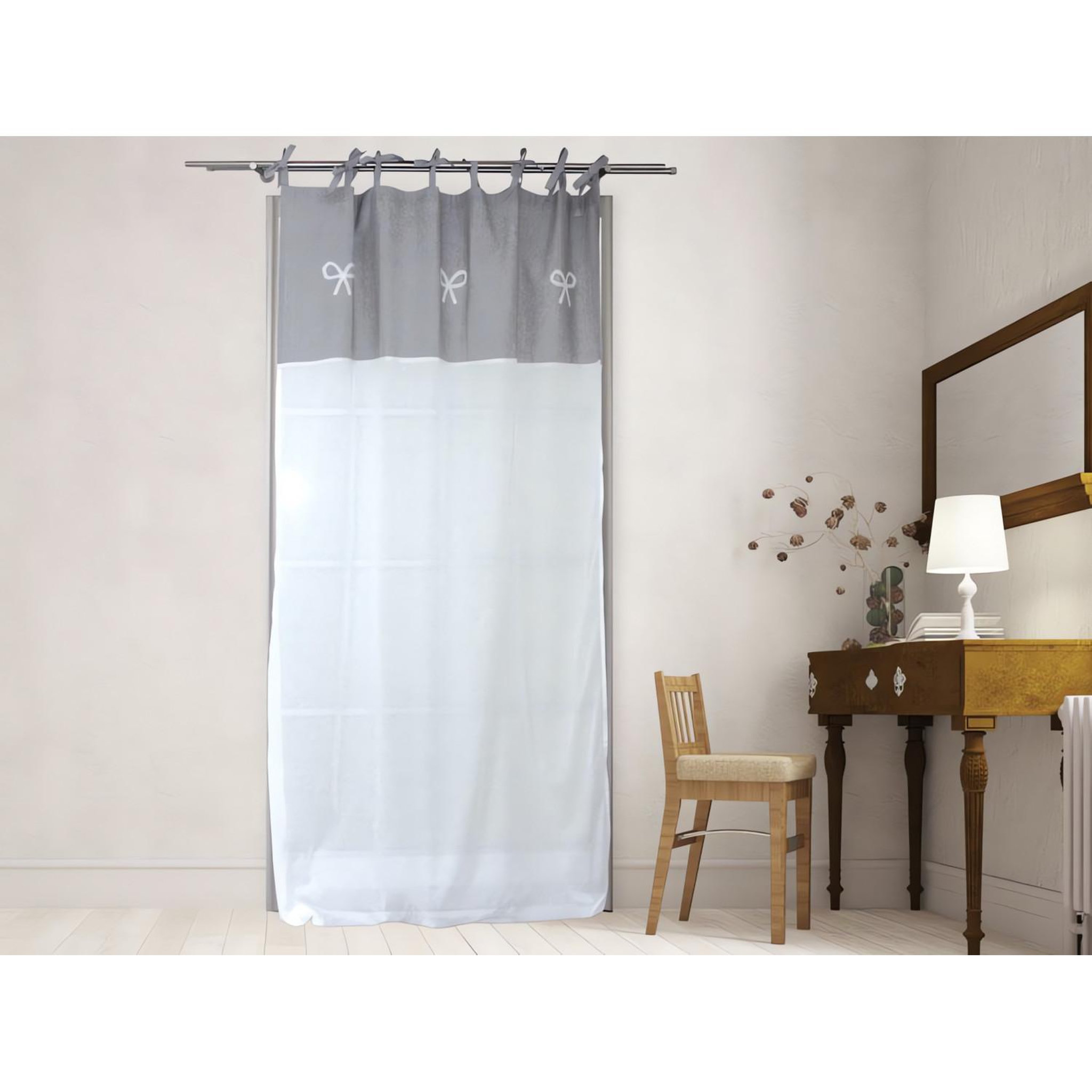 SOLEIL D'OCRE Voile à oeillets brodé en coton 135x250 cm EMILIE, par Soleil d'ocre