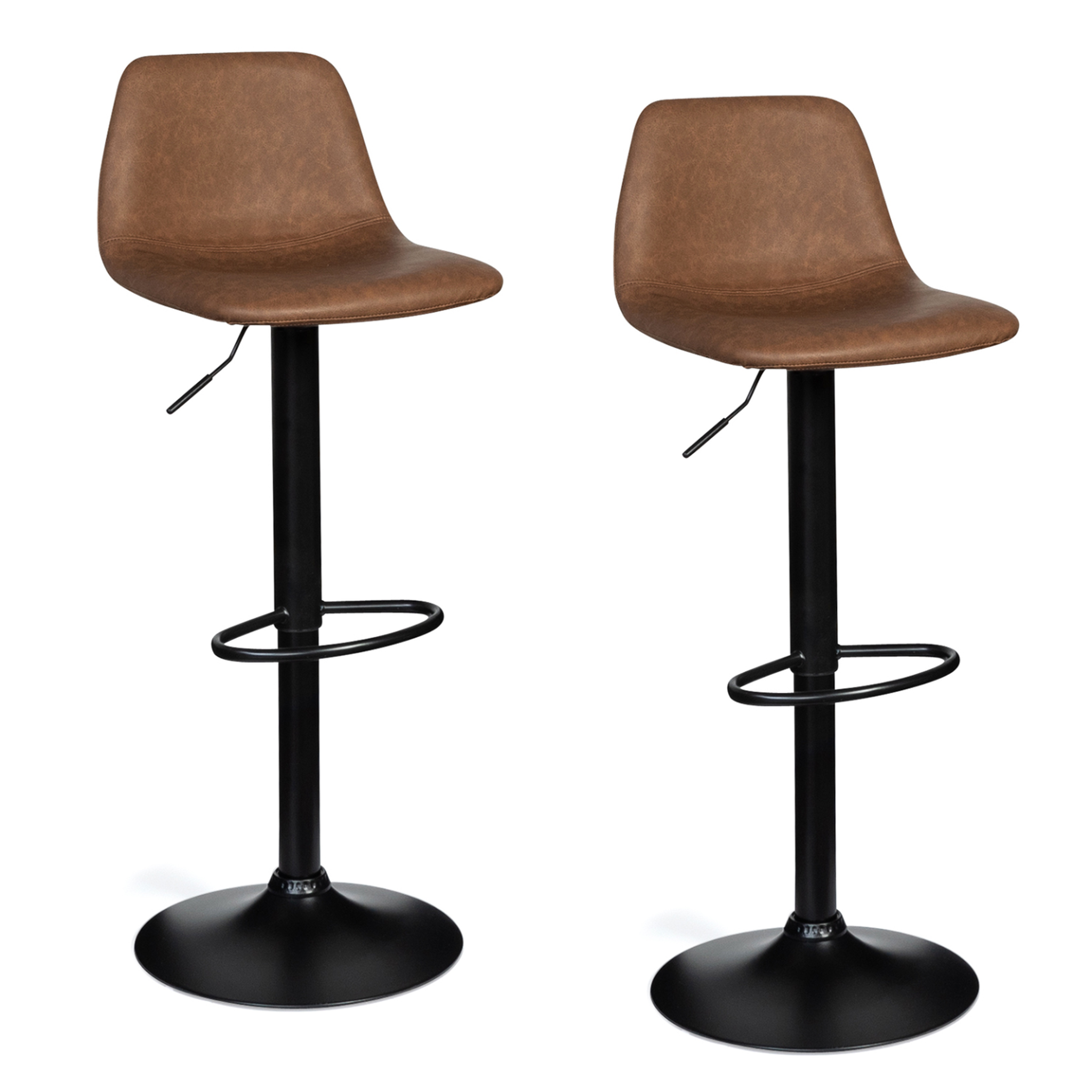 ID MARKET Lot de 2 tabourets de bar texas marron vintage