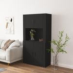 VIDAXL Buffet haut Noir Bois d'ingenierie