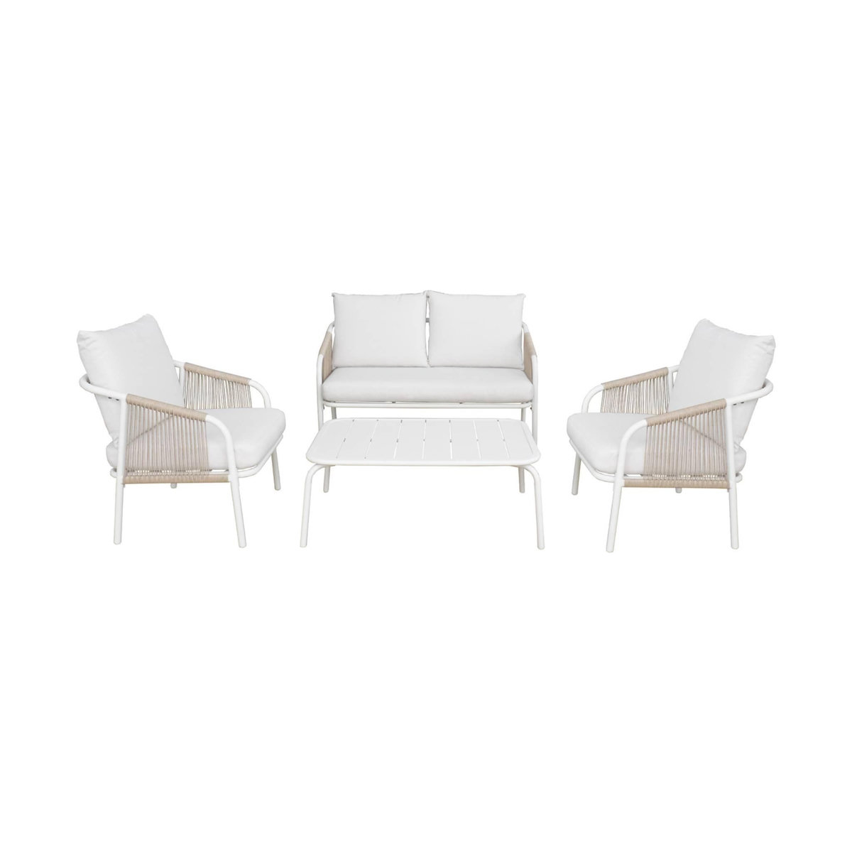 SWEEEK Salon de jardin FIORA en acier, 4 personnes