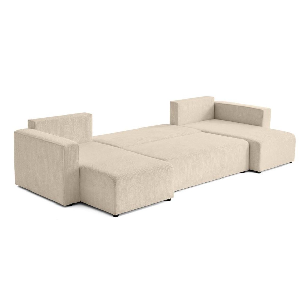 BEST MOBILIER Topaze - canapé panoramique en u - 7 places - convertible avec coffre - en tissu velours relief