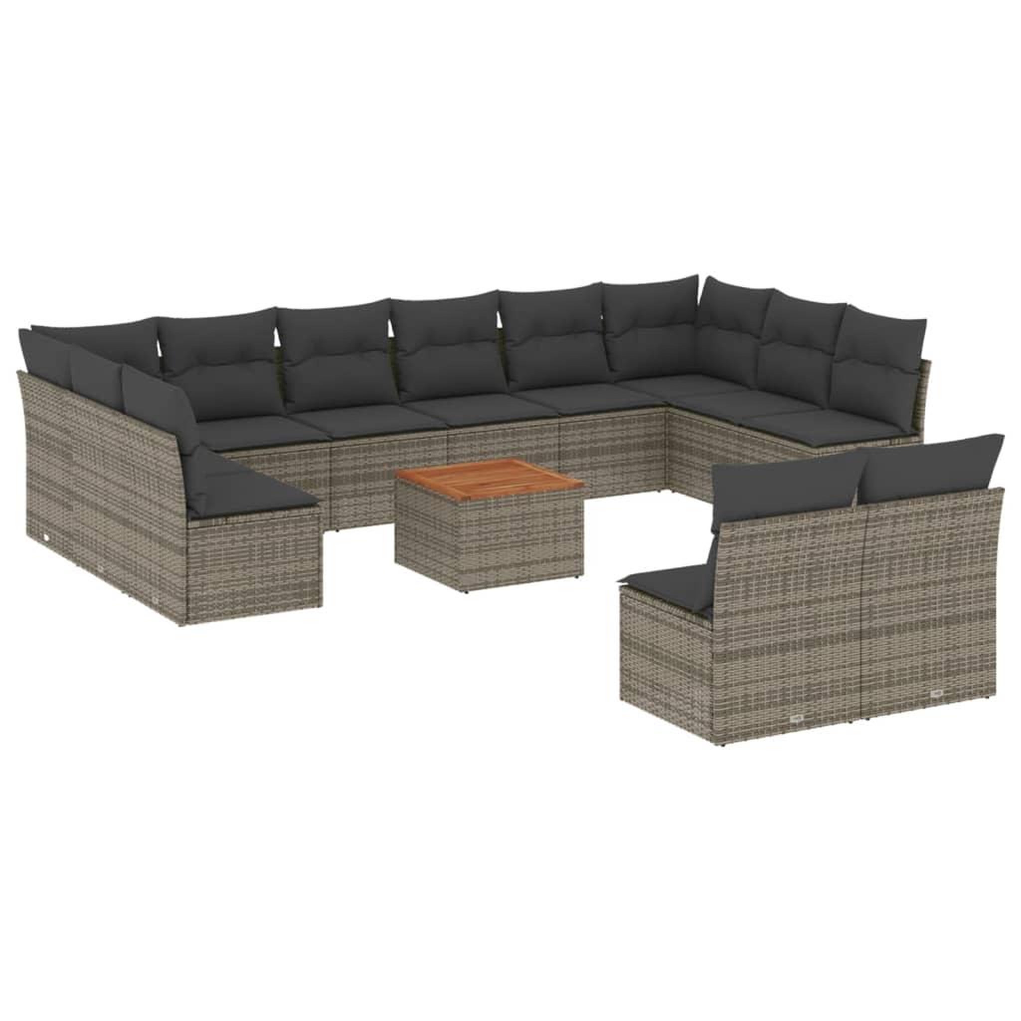 Voir la diapositive 2 : VIDAXL Salon de jardin avec coussins 13 pcs gris resine tressee