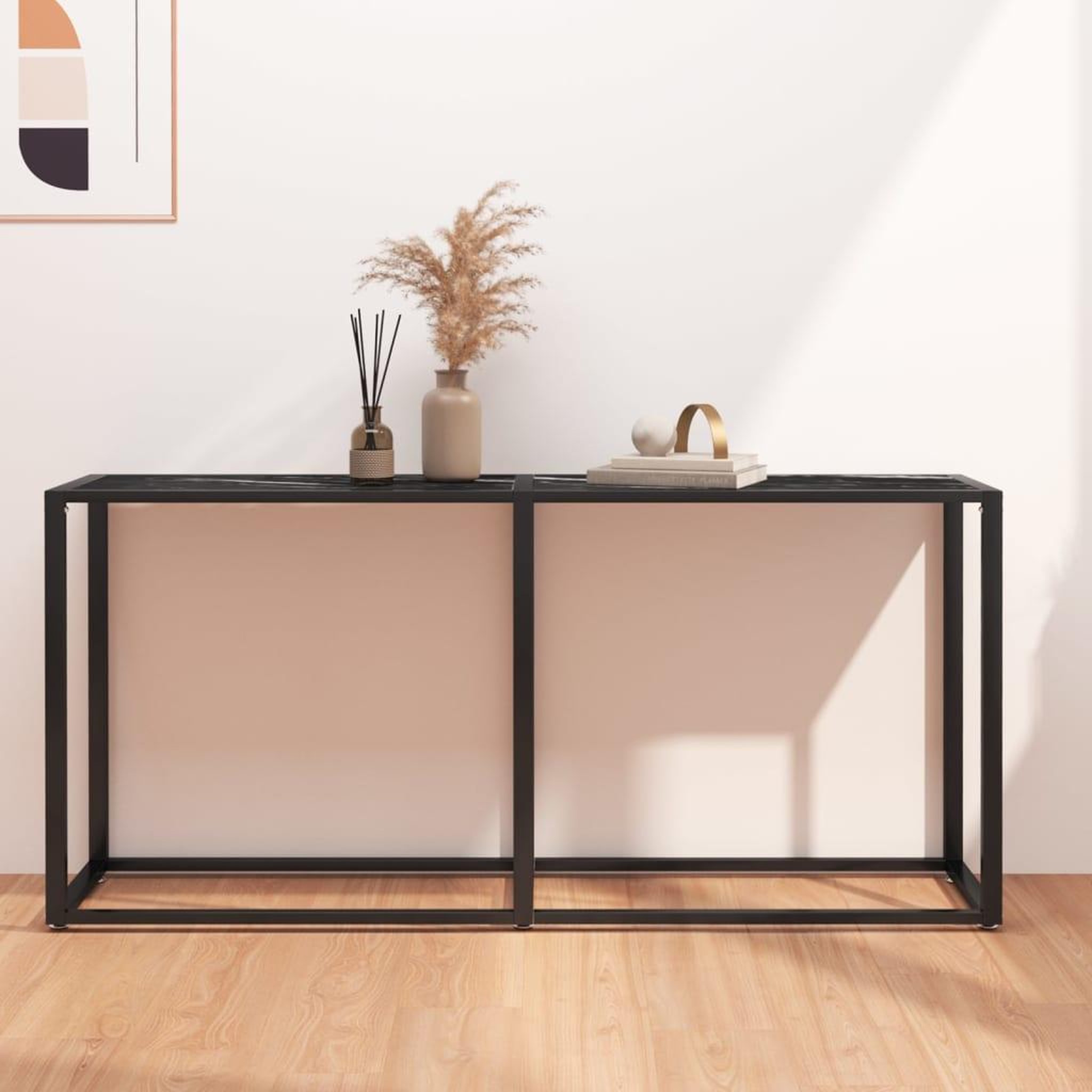 Voir la diapositive 1 : VIDAXL Table console Marbre noir 160x35x75,5 cm Verre trempe