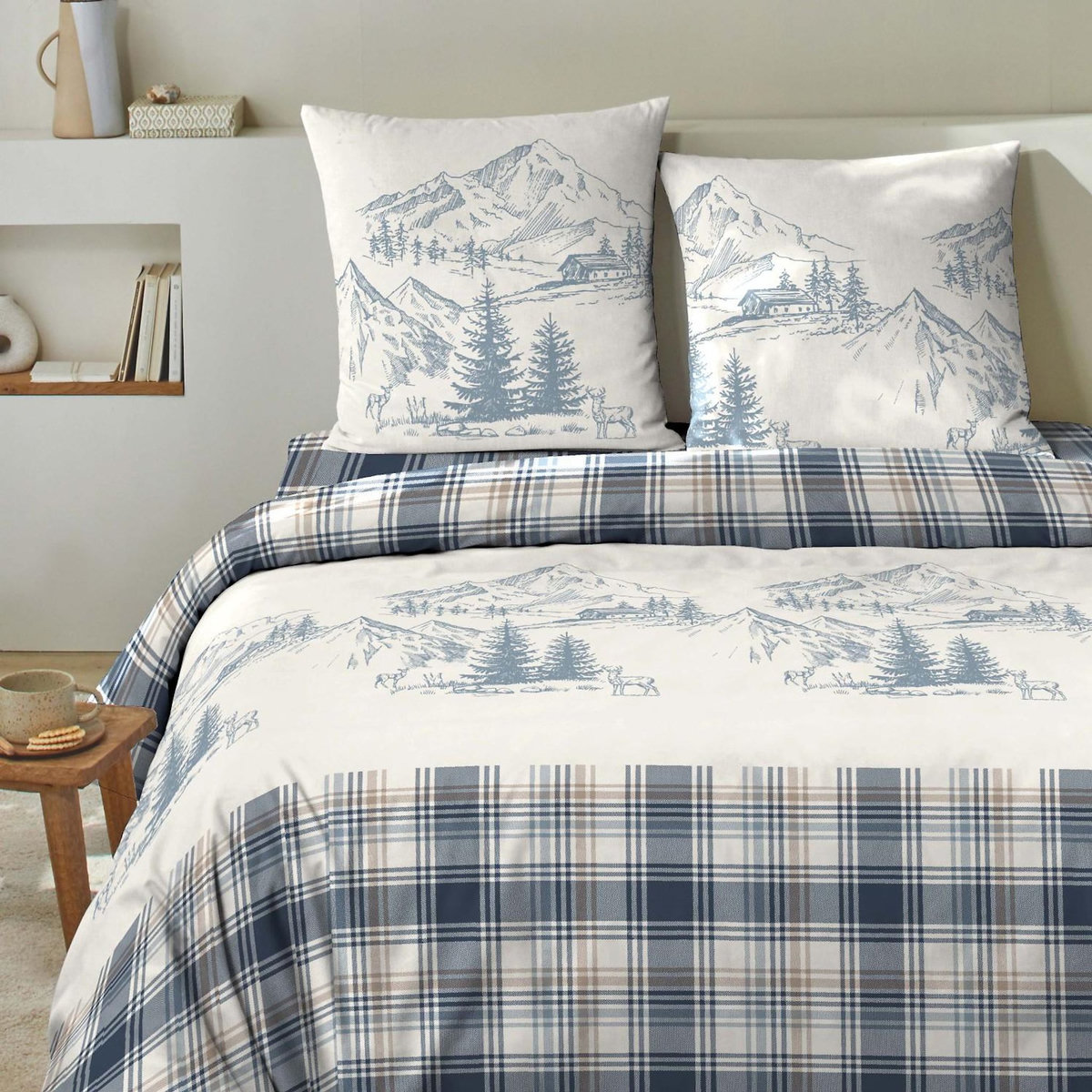 Home collection Parure Housse De Couette 100% flanelle de coton Monty