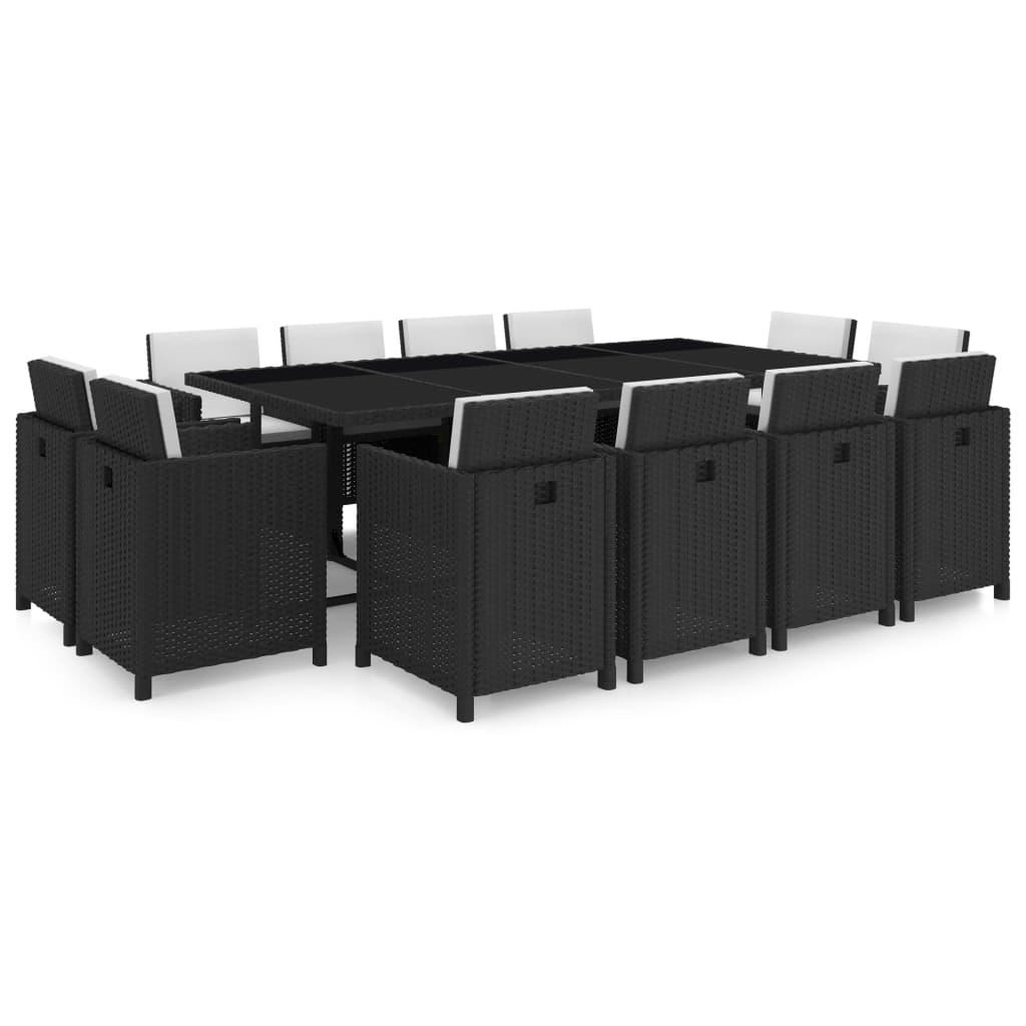 Voir la diapositive 1 : VIDAXL Salon de jardin 13 pcs avec coussins Resine tressee Noir