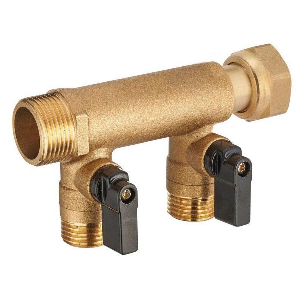 CENTRALE BRICO Collecteur à écrou libre M/F 20x27, 2 départs + vannes M15x21