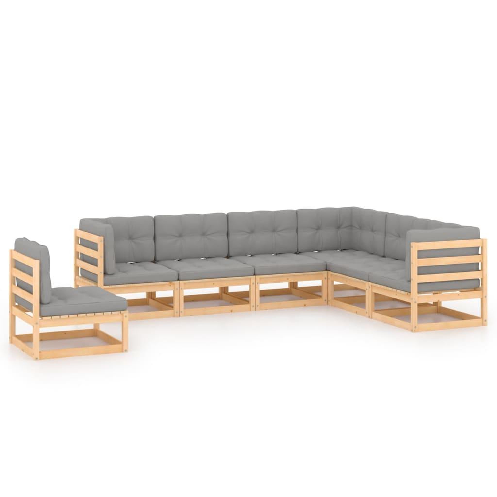 Voir la diapositive 1 : VIDAXL Salon de jardin 7 pcs avec coussins Bois de pin massif