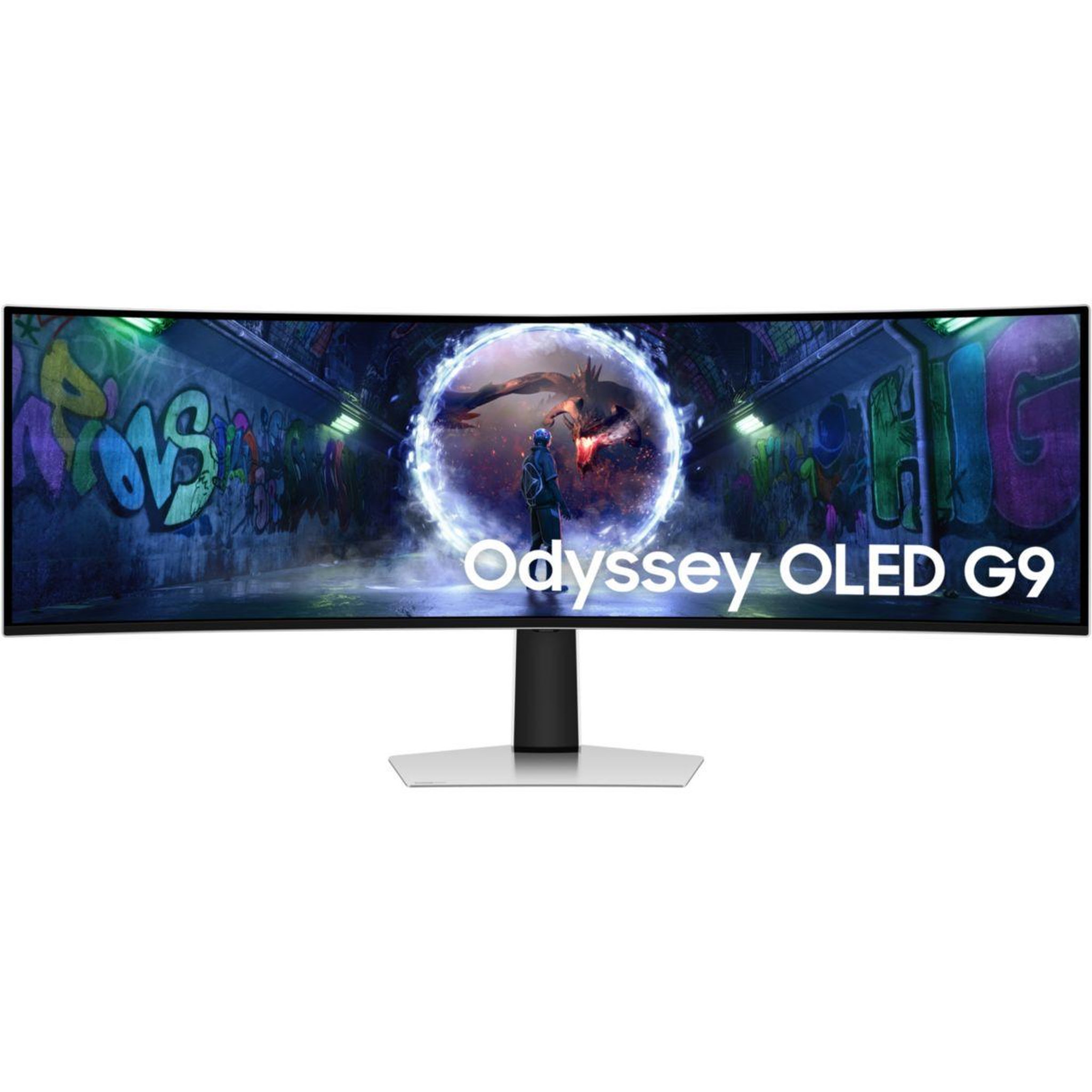 Samsung Ecran pc gamer odyssey g9 g93sd 49  incurvé 1800r dqhd 240hz oled hdr true black 400 hdmi 2.1 amd freesync