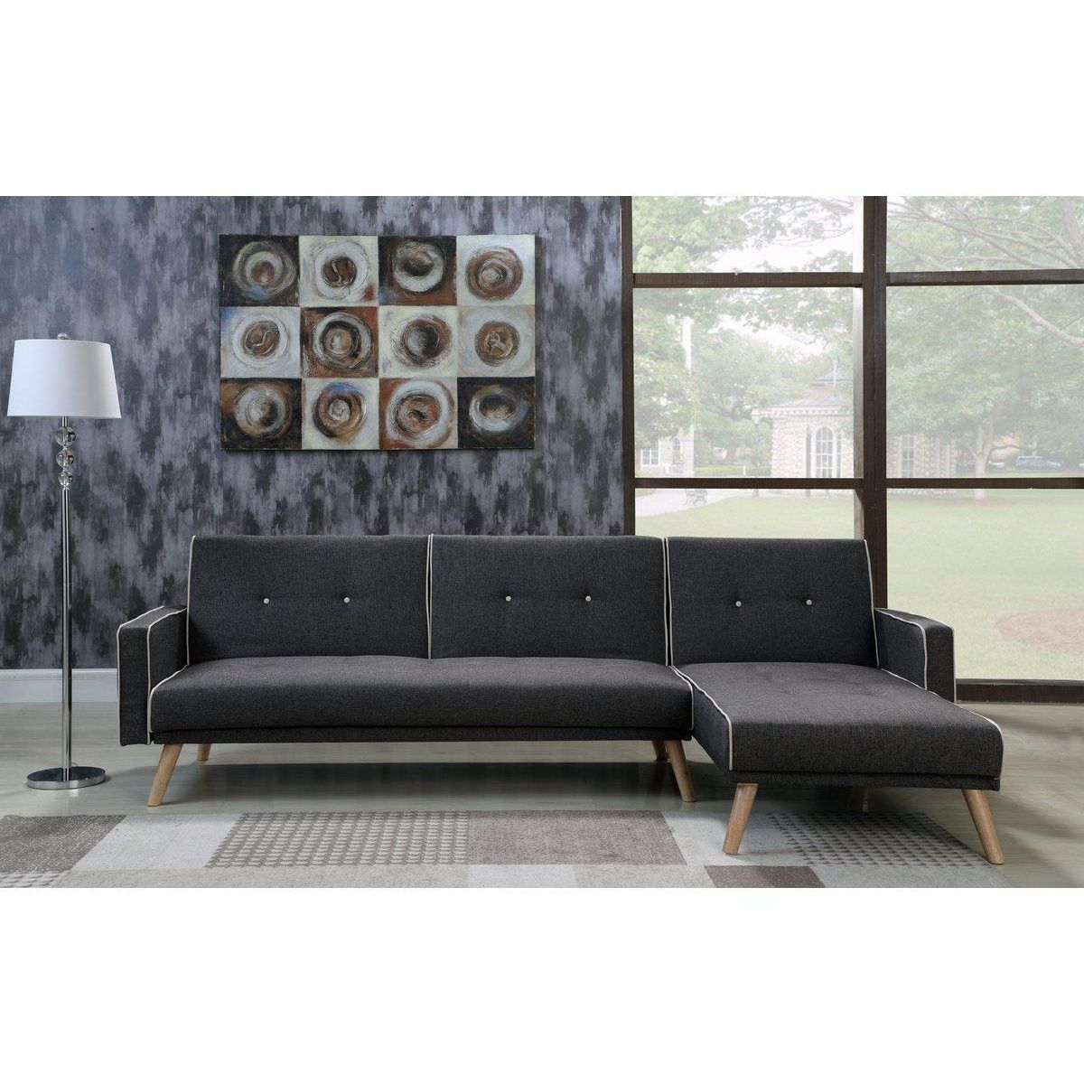 Habitat et Jardin Canapé d'angle convertible et réversible  Jules  - 3 places - Gris