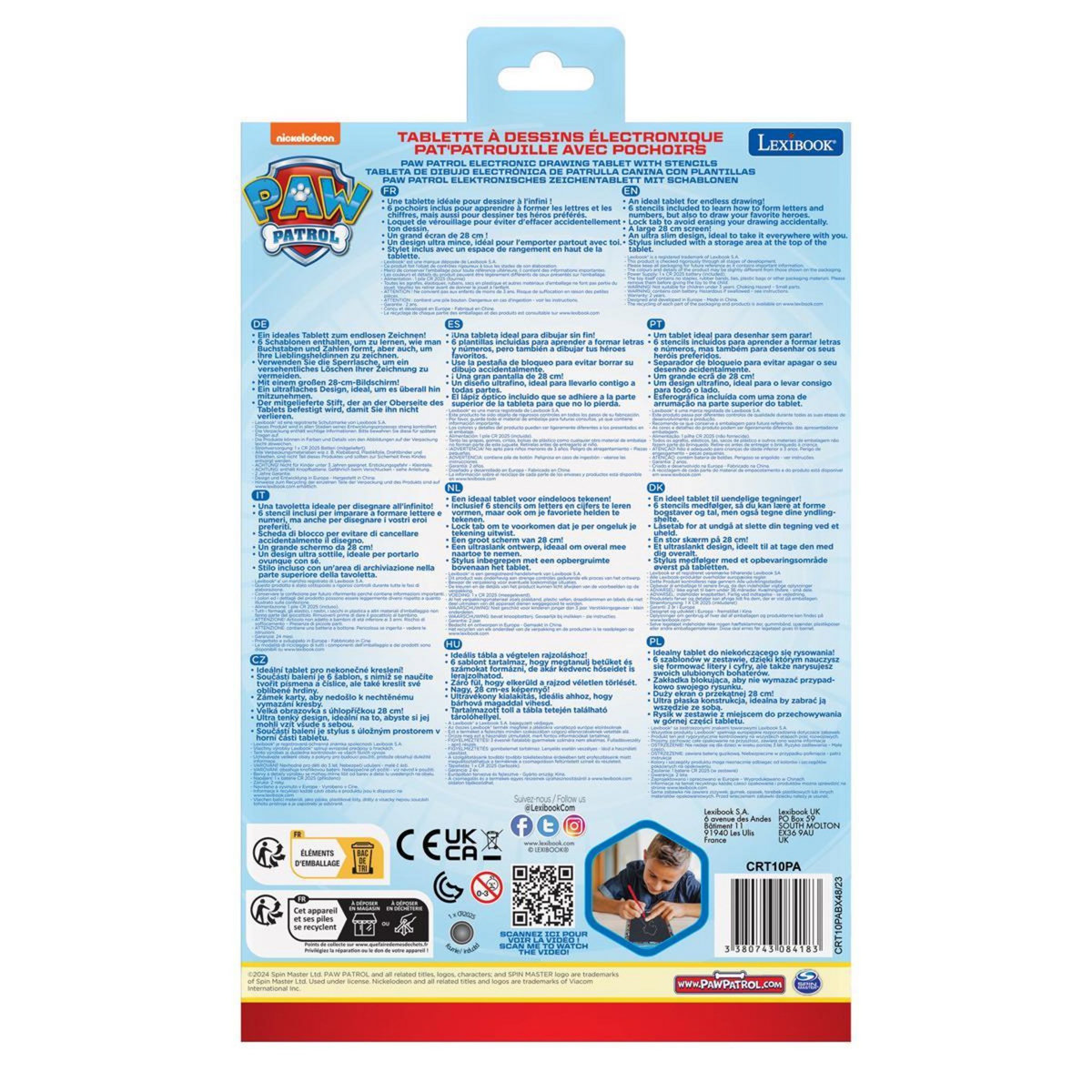 Lexibook Tablette à Dessins électronique multicolore Pat' Patrouille