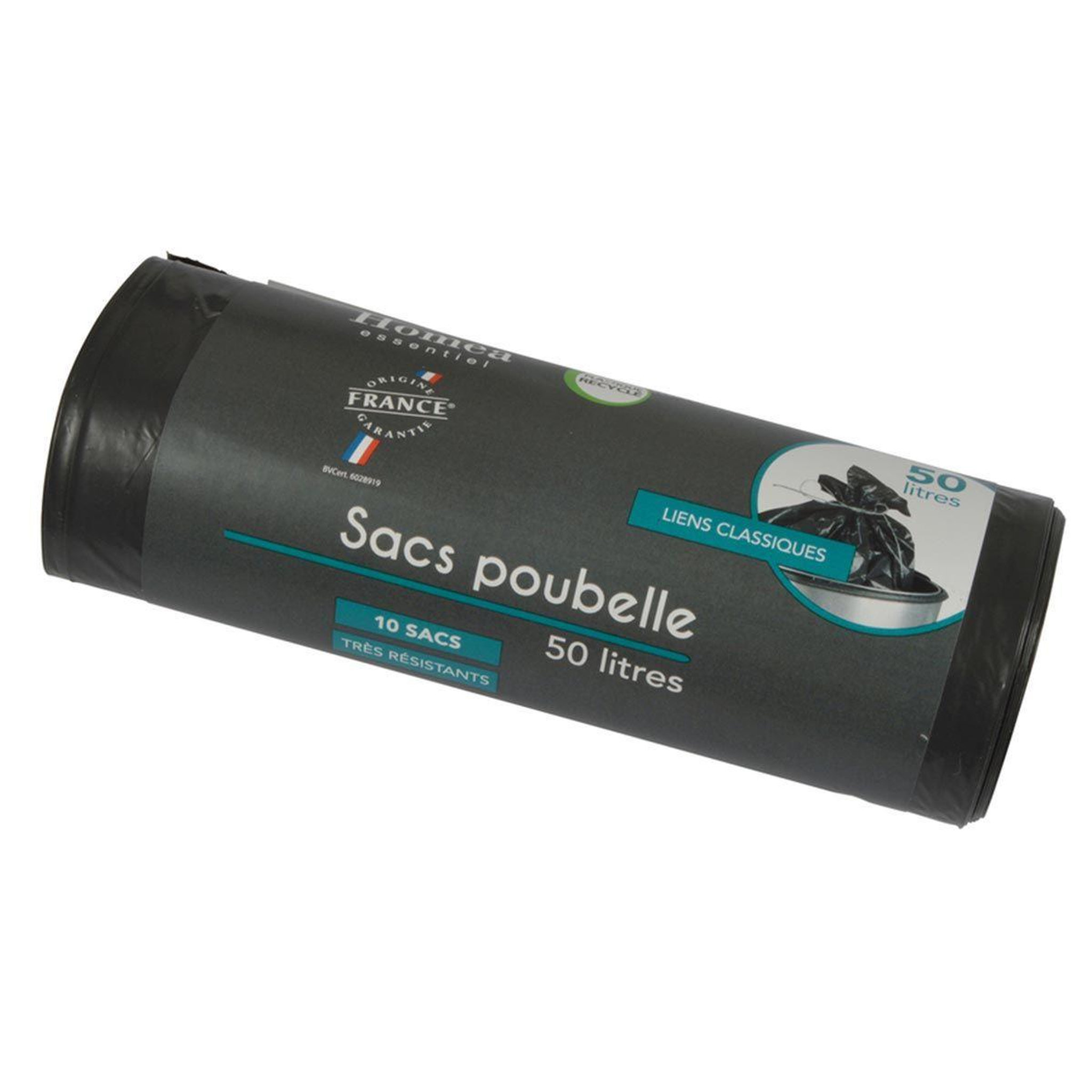 Voir la diapositive 1 : HOMEA Lot de 10 Sacs Poubelle  Liens Classiques  50L Noir