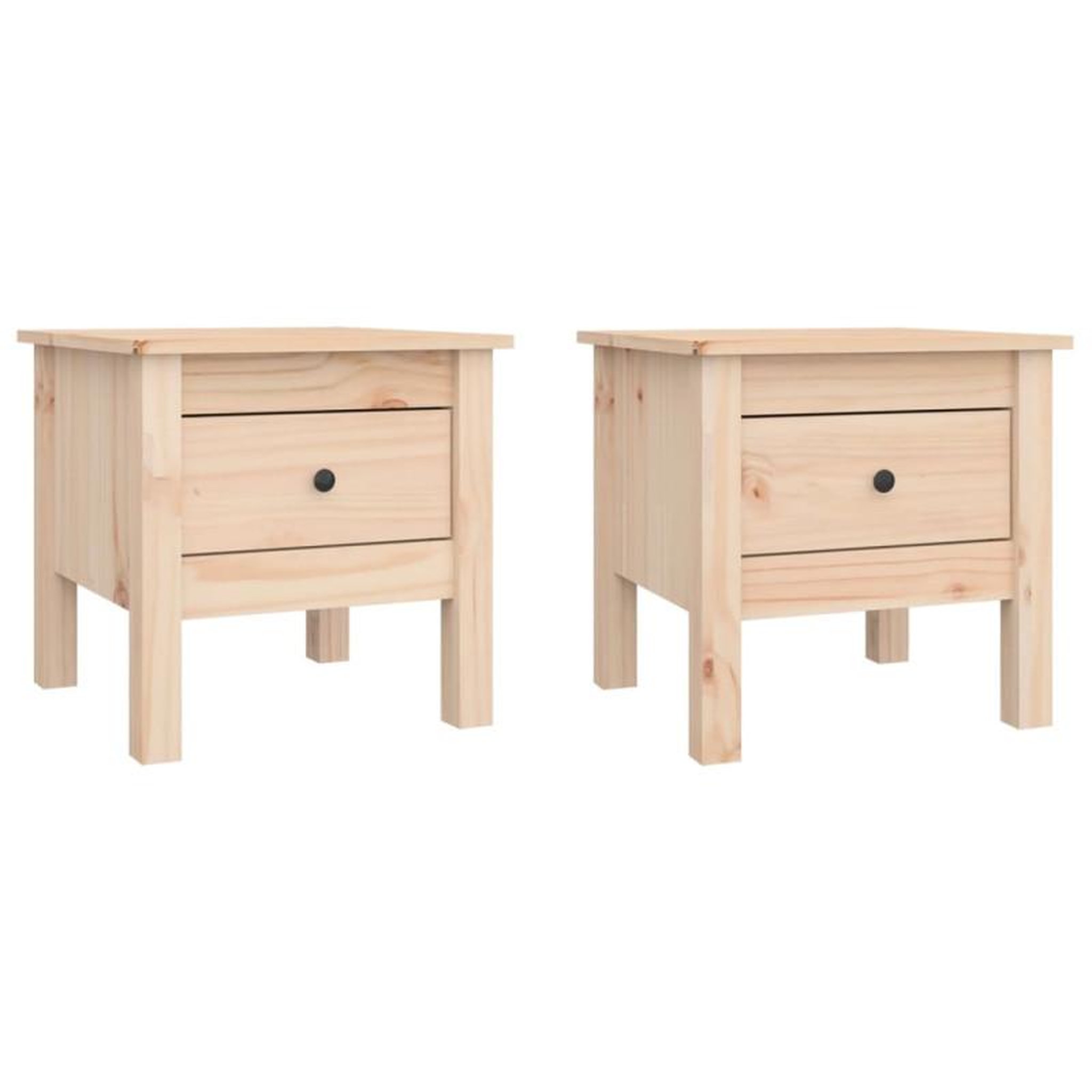Voir la diapositive 2 : VIDAXL Tables d appoint 2 pcs 40x40x39 cm Bois massif de pin