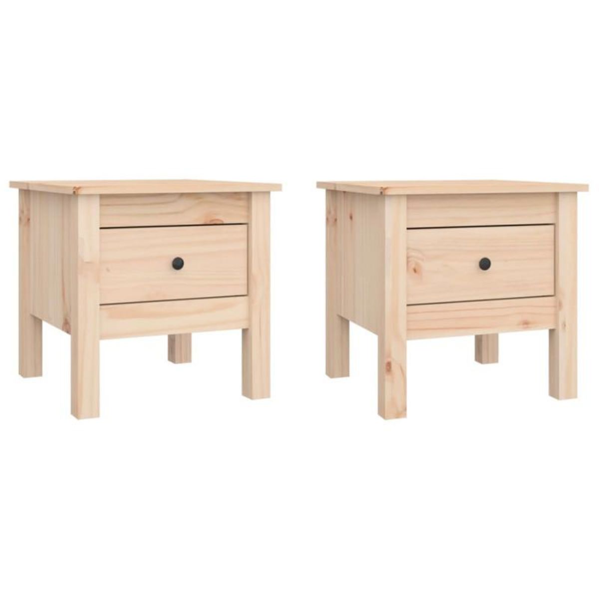 VIDAXL Tables d appoint 2 pcs 40x40x39 cm Bois massif de pin