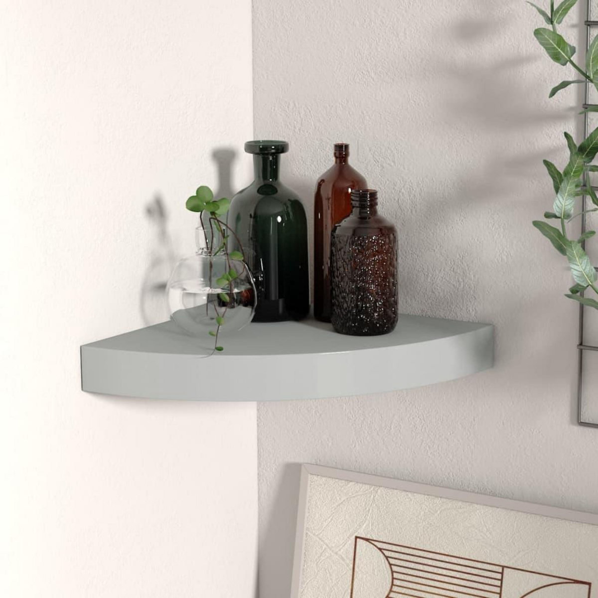 VIDAXL Etagere d'angle flottante gris 25x25x3,8 cm MDF