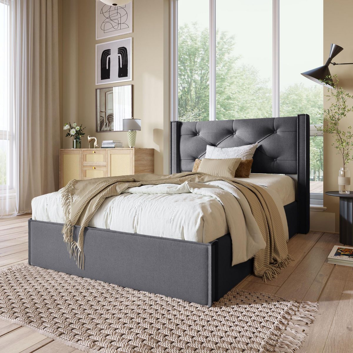 MERAX Lit coffre avec sommier