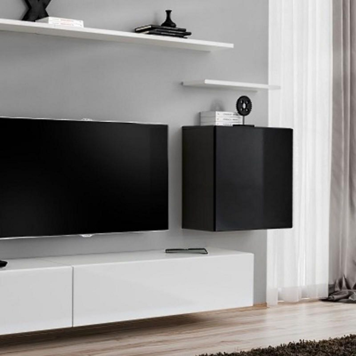 Paris Prix Meuble TV Mural Design  Switch II  270cm Noir & Blanc