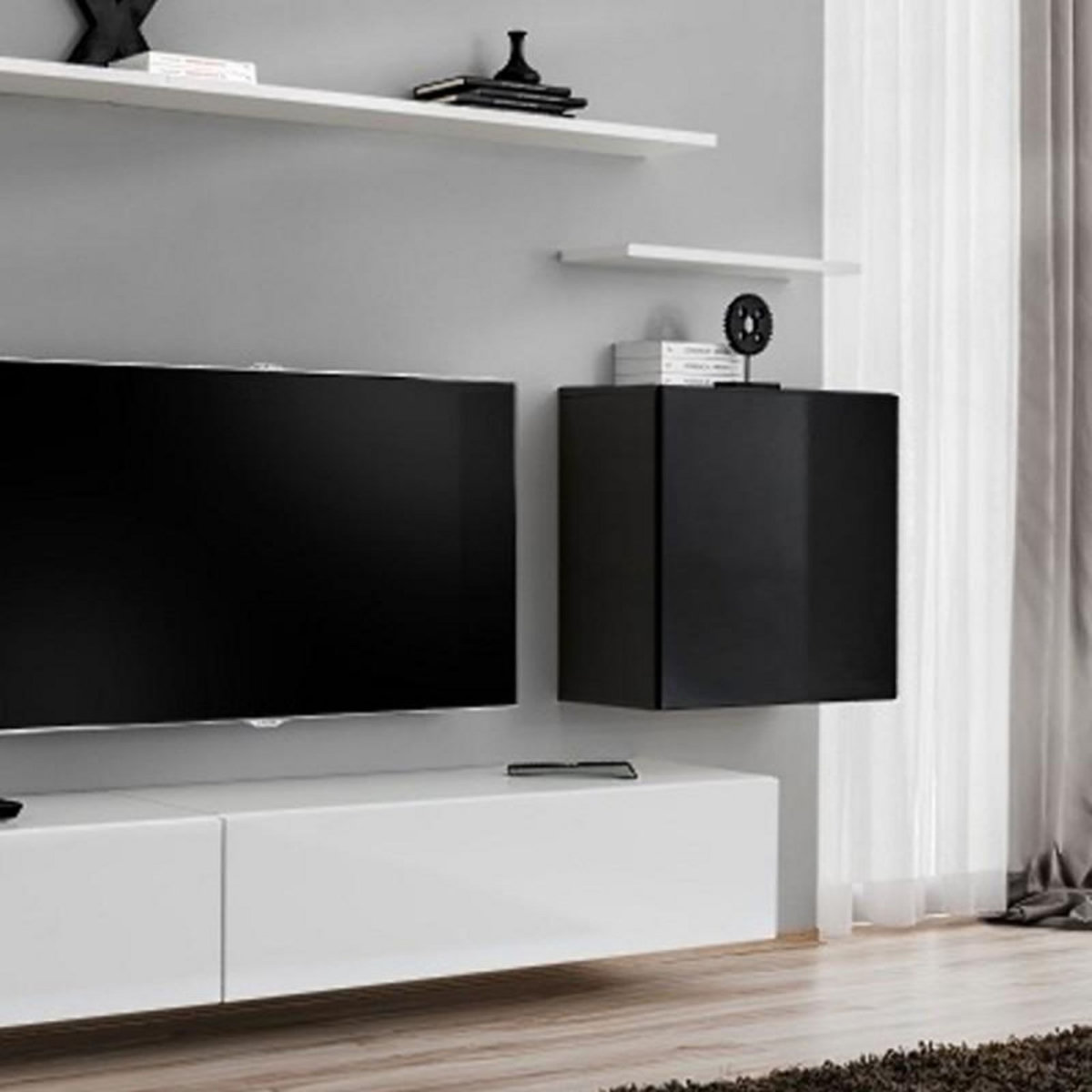 Paris Prix Meuble TV Mural Design  Switch II  270cm Noir & Blanc