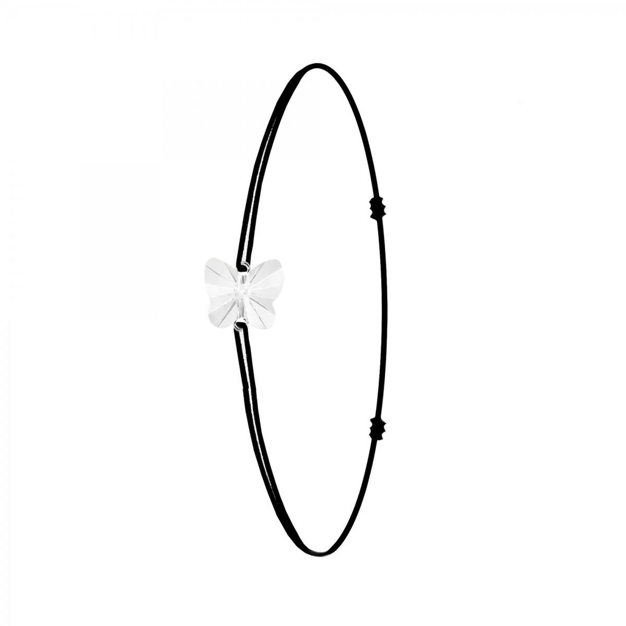 SC CRYSTAL Bracelet noir et papillon SC Crystal orné de Cristaux scintillants