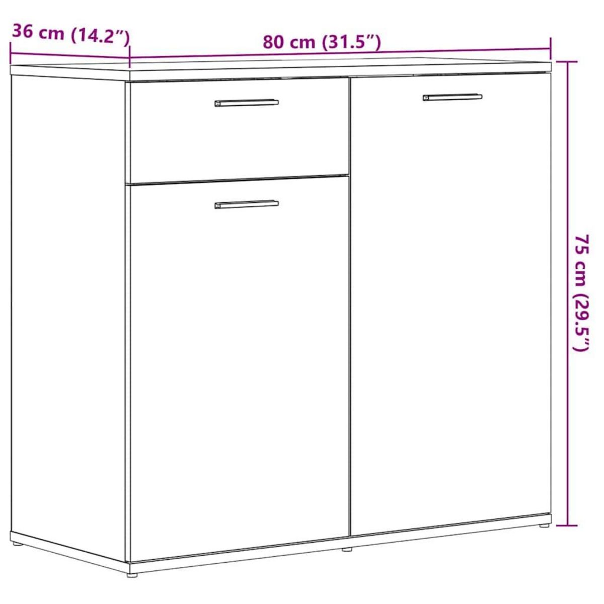VIDAXL Buffet vieux bois 80x36x75 cm bois d'ingenierie