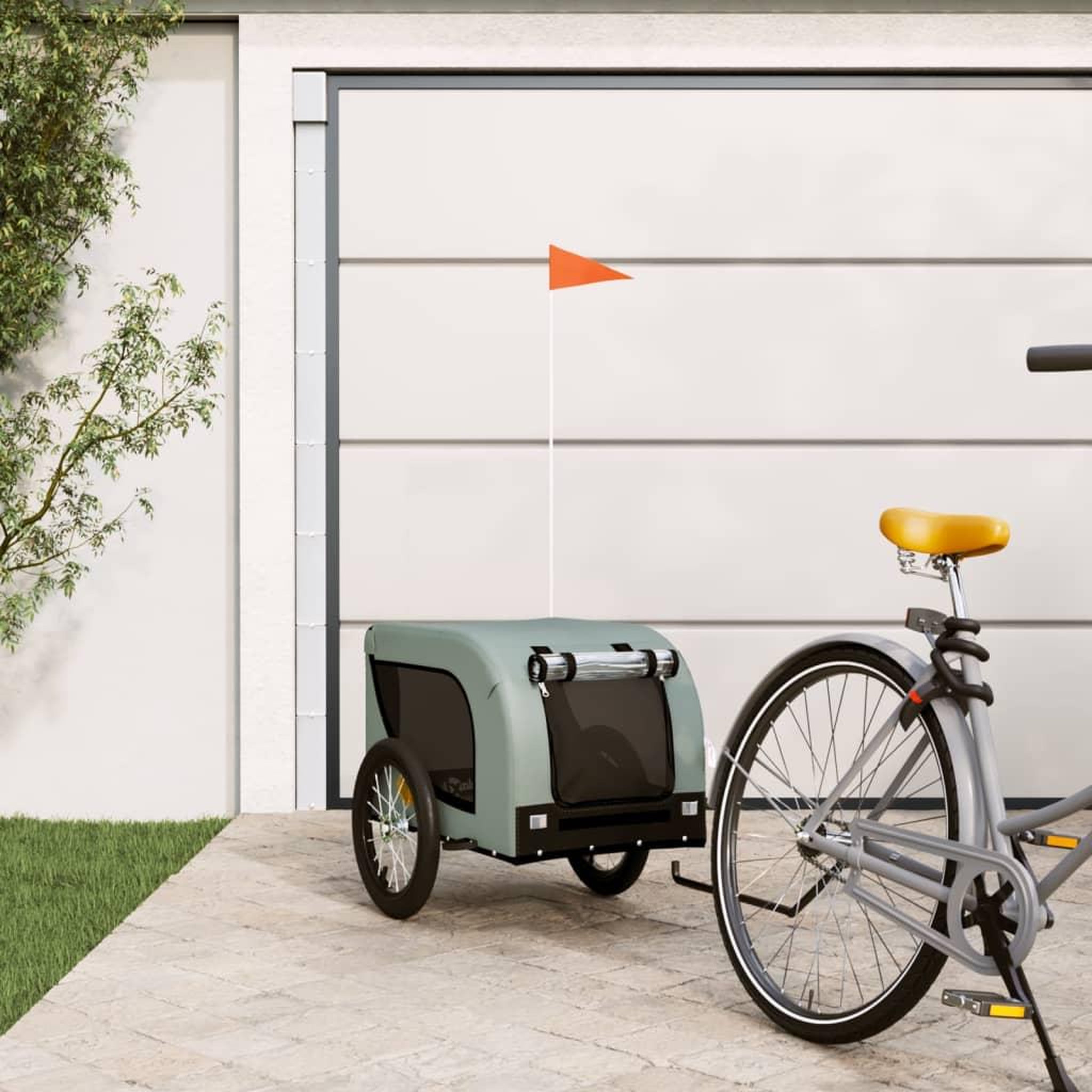 Voir la diapositive 1 : VIDAXL Remorque de velo pour animaux de compagnie gris et noir